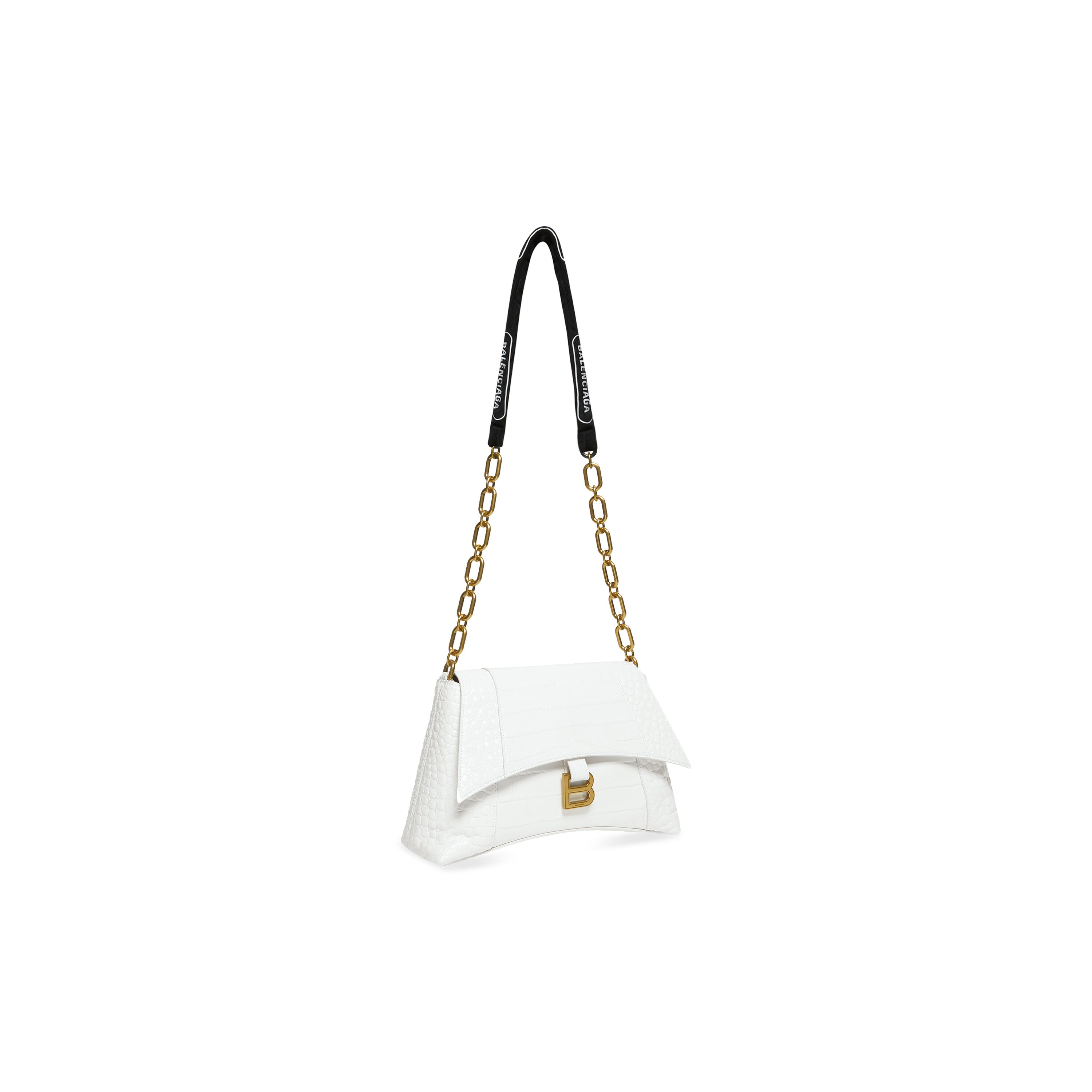 WOMEN'S DOWNTOWN SMALL SHOULDER BAG WITH CHAIN CROCODILE EMBOSSED IN WHITE - Replicaclubs