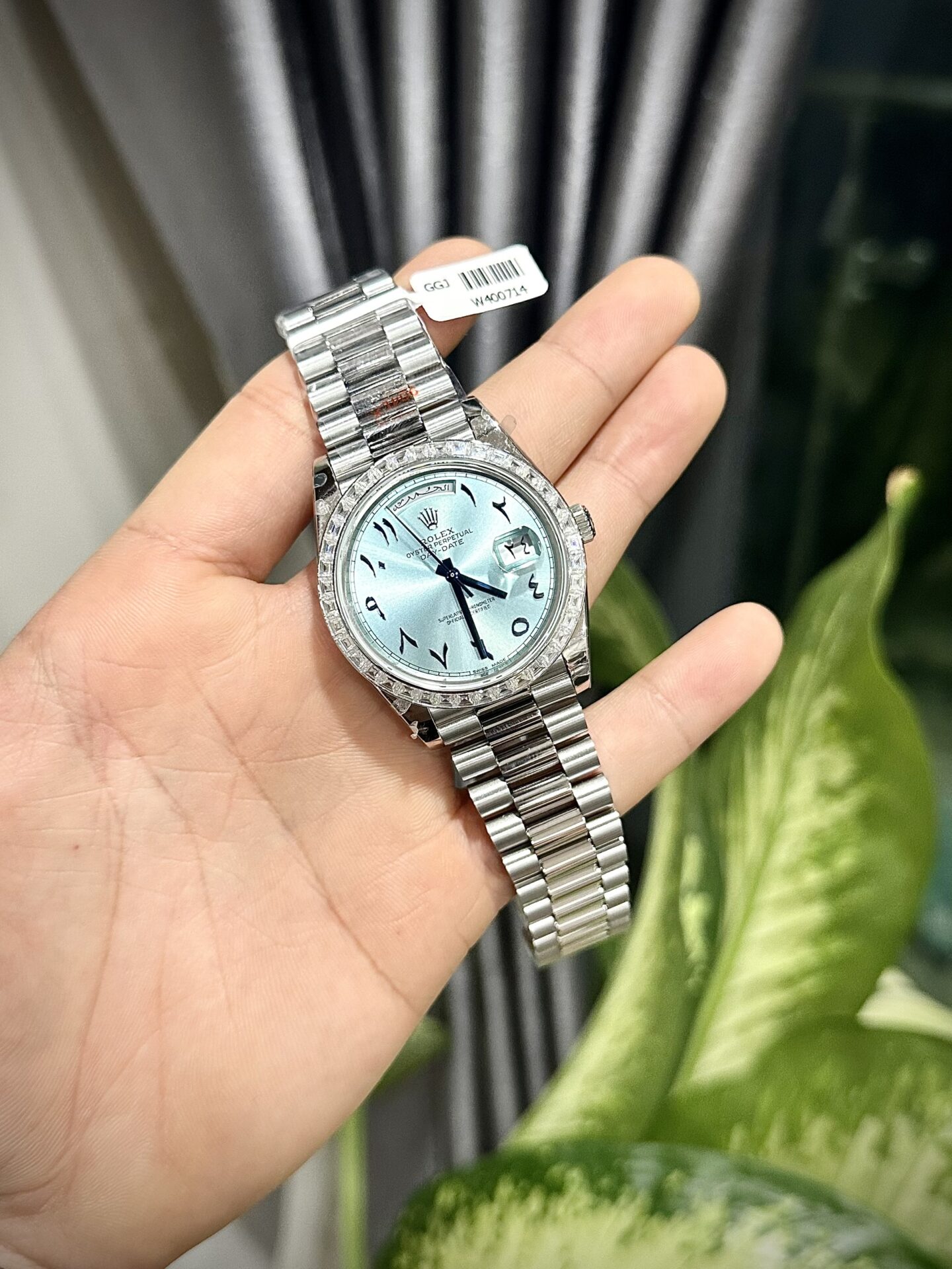 Rolex Day-Date Replica Watch Ice Blue Dial Number Pile Arabic GM Factory 40mm - Elite Watch Atelier