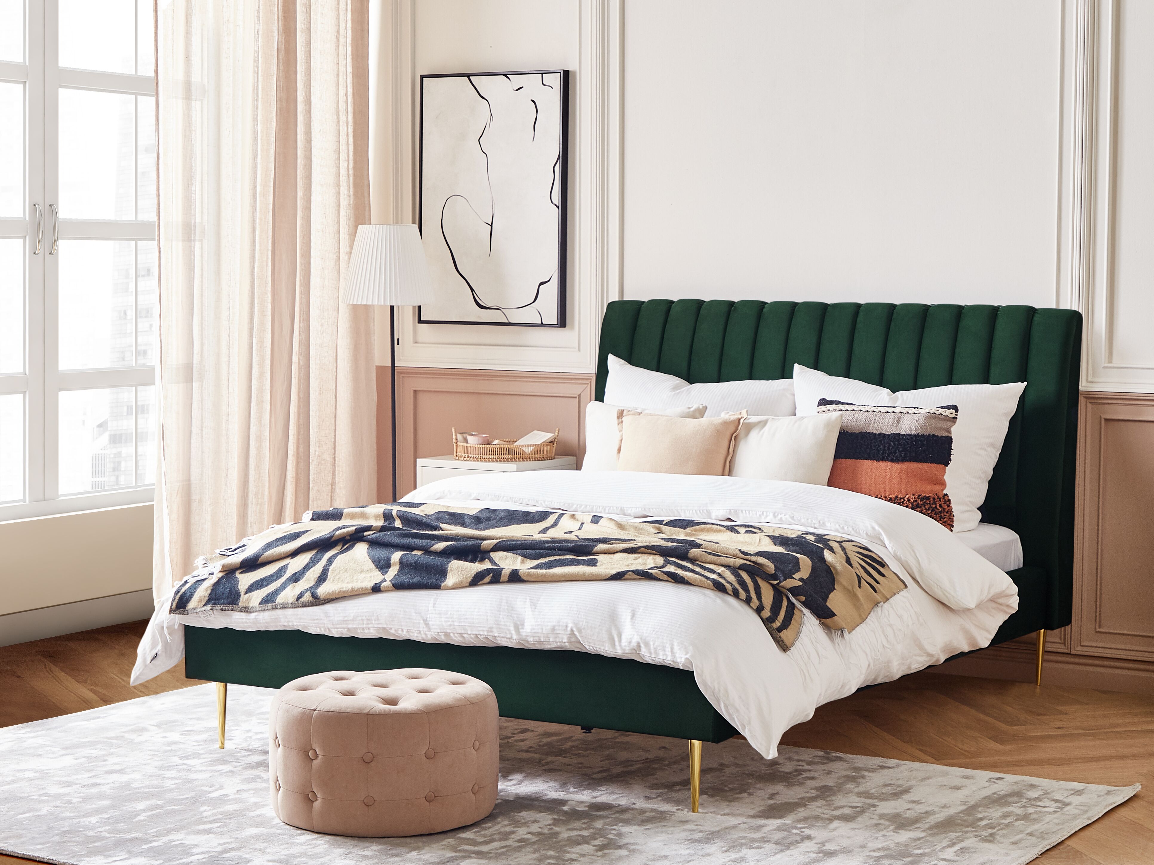 Bed Velvet MARVILLE 180 x 200 cm (EU Super King) Emerald Green