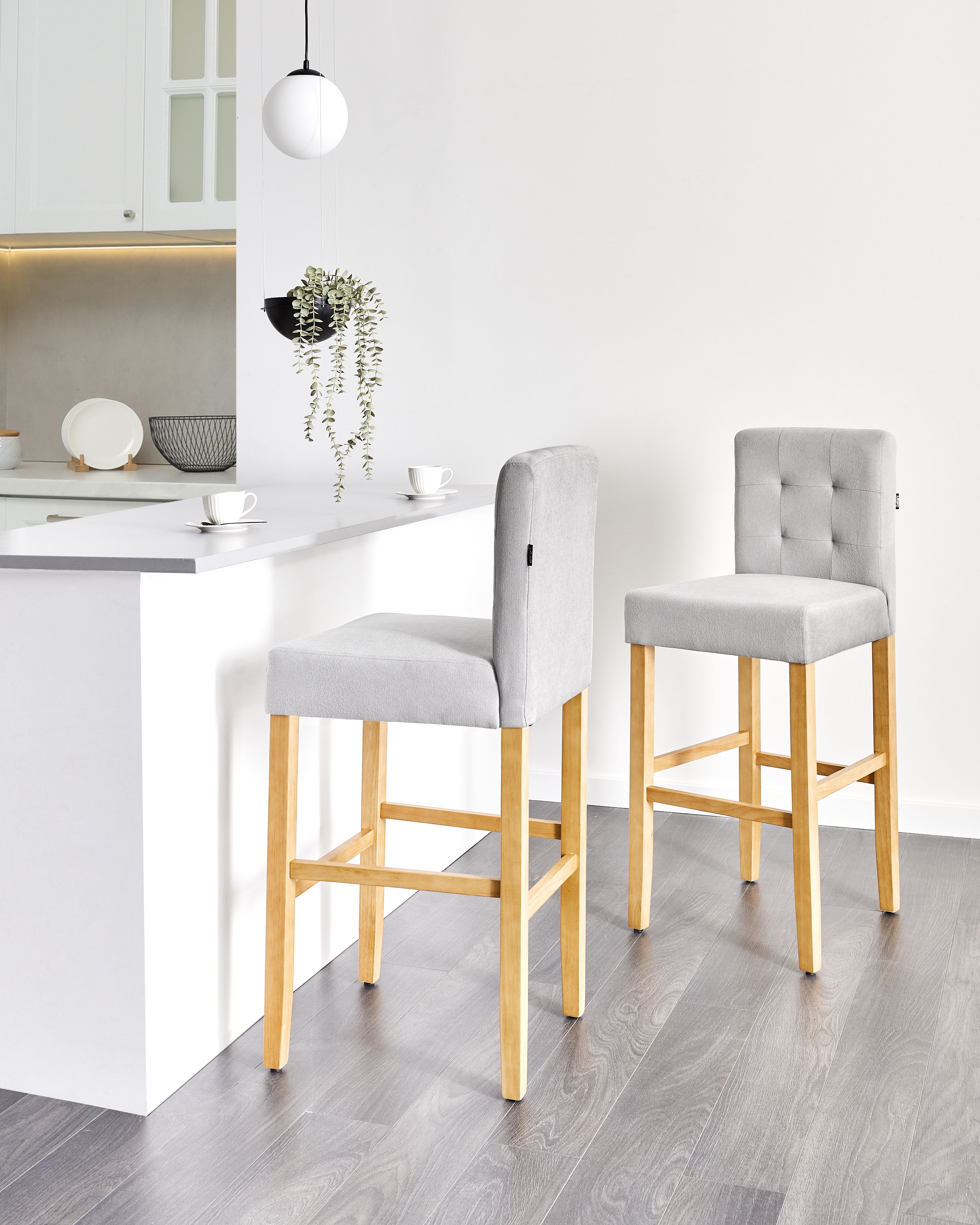 Set of 2 Bar Chairs MADISON Grey