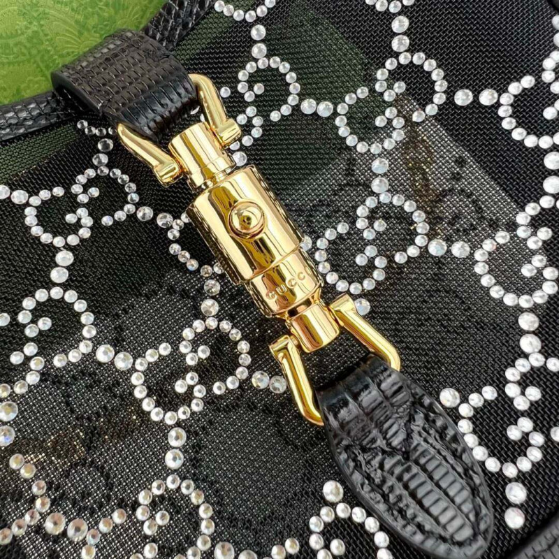 Replica Gucci Jackie 1961 Mini Crystal Gg Lizard Bag 677027 Black1:1High-quality replica