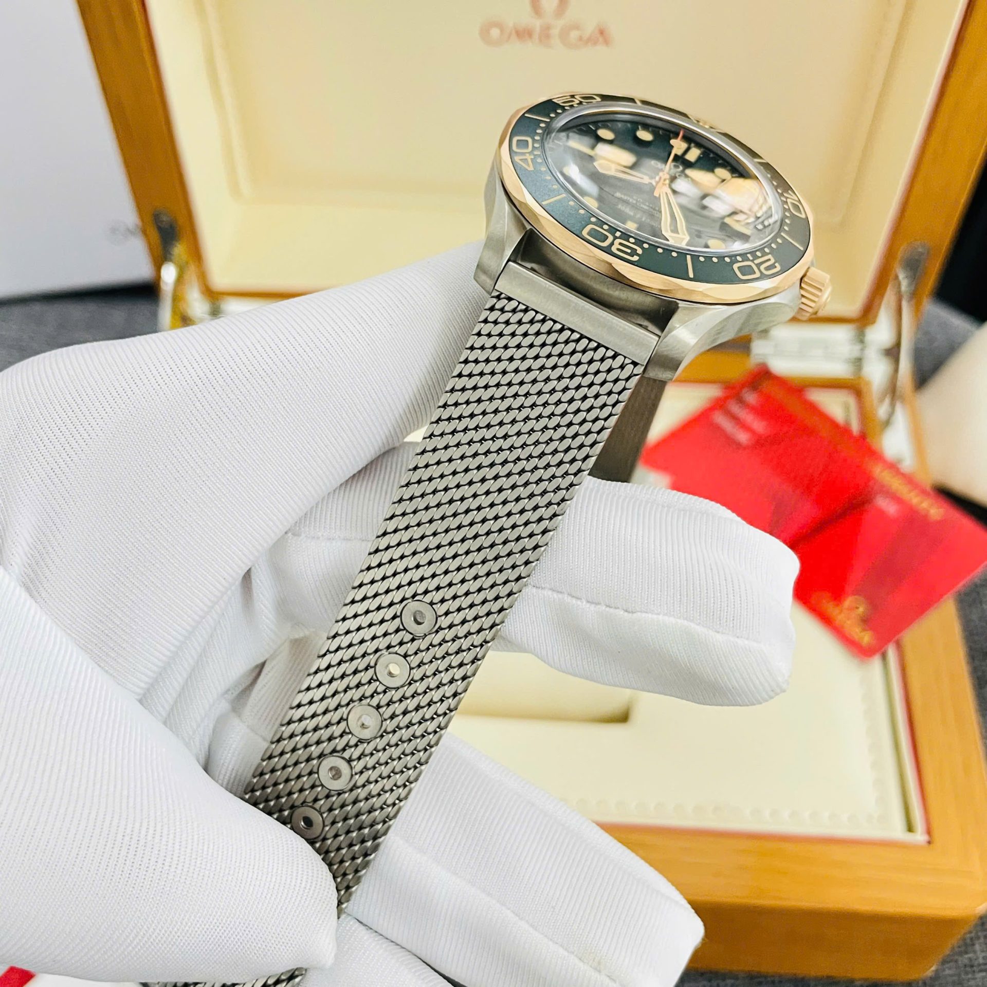 Omega Replica Watches Seamaster Bronze Gold on Titanium Green Dial VS Factory 42mm - Top club