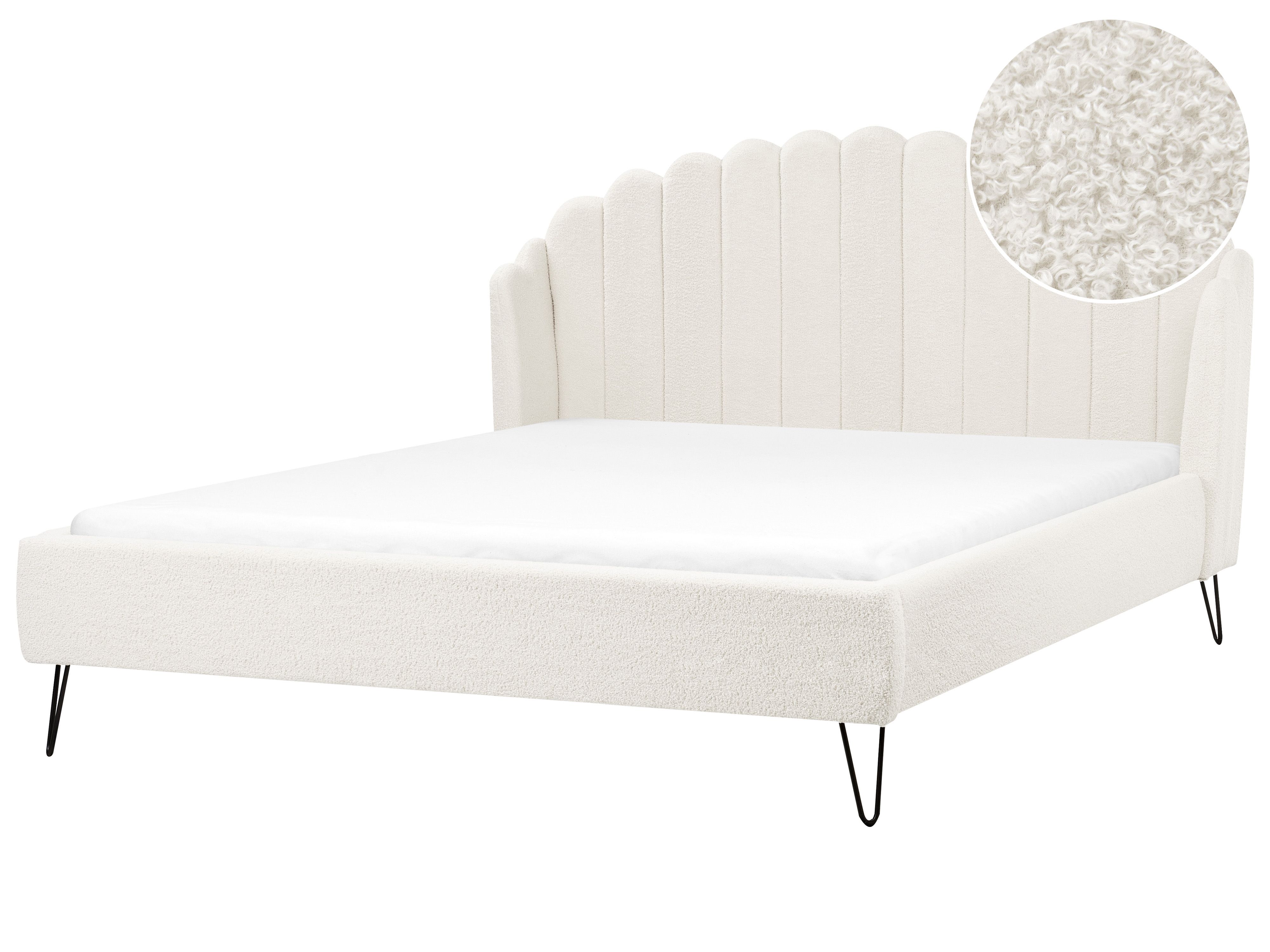 Bed Boucle AMBILLOU 180 x 200 cm (EU Super King) Off-White