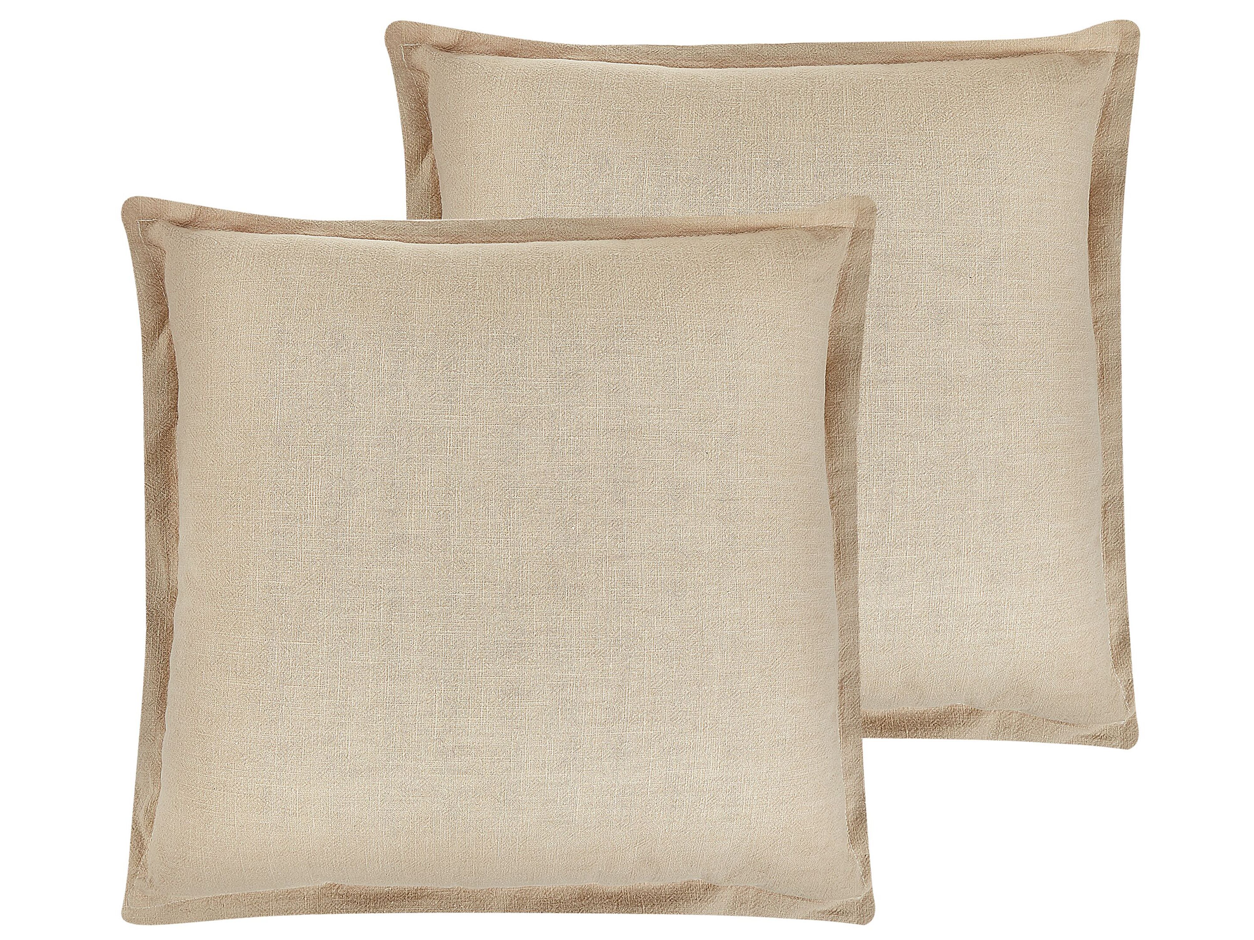 Set of 2 Decorative Cushions GUZMANIA 45 x 45 cm Beige Solid