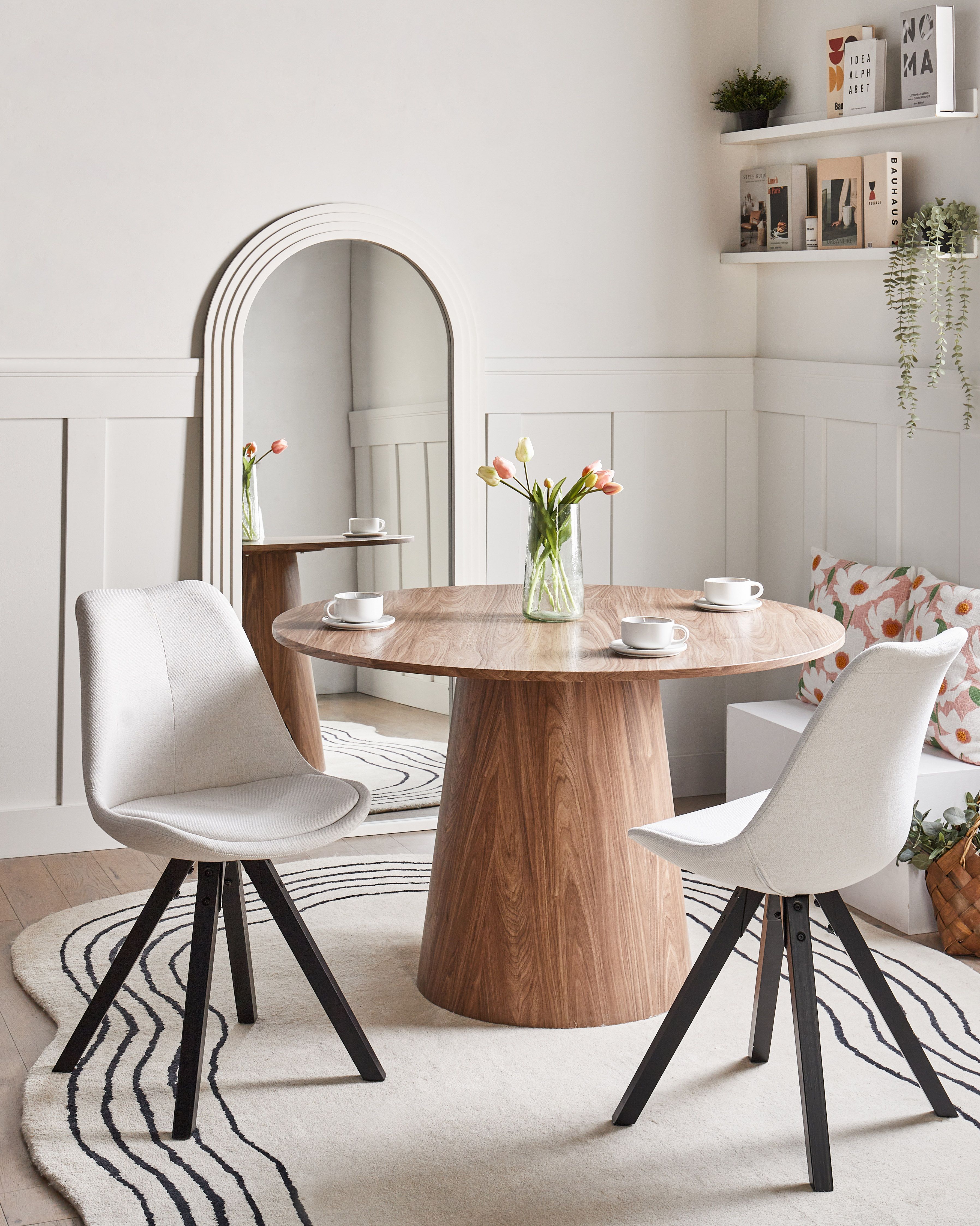 Set of 2 Dining Chairs HEDLEY Fabric Light Beige