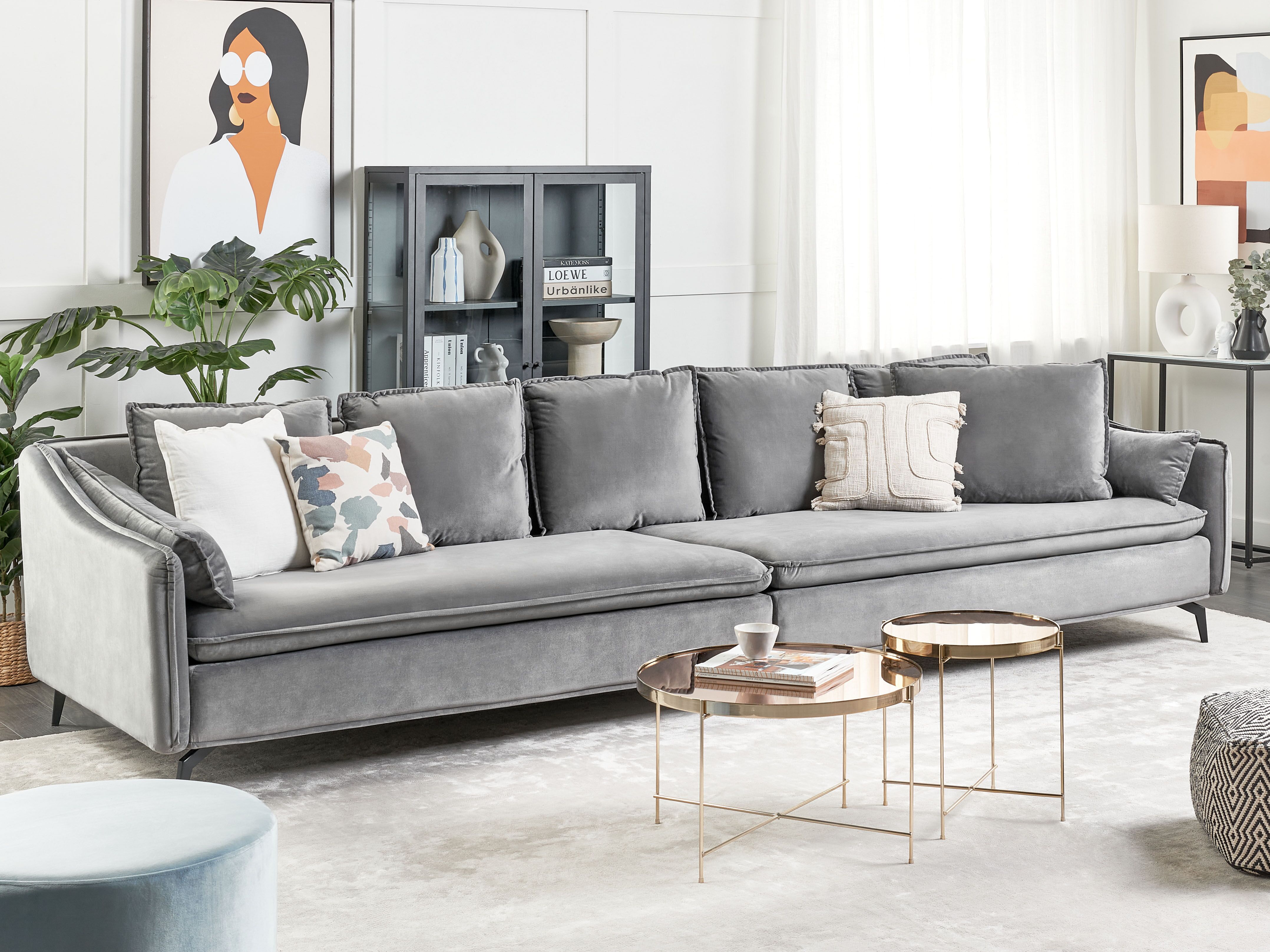Sofa 4 Seater AURE Velvet Light Grey
