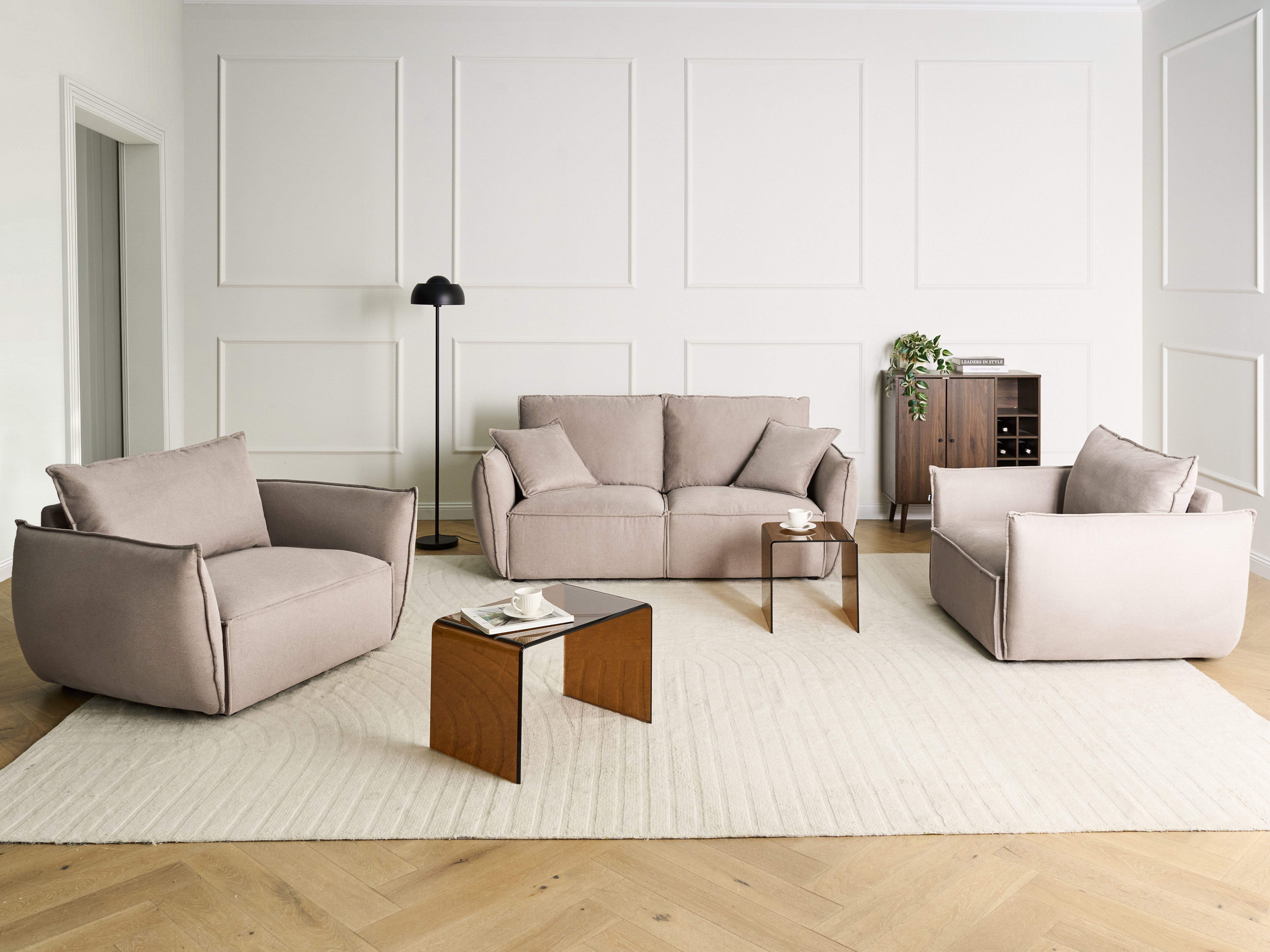 Living Room Set 5 Seater KUNES Fabric Taupe