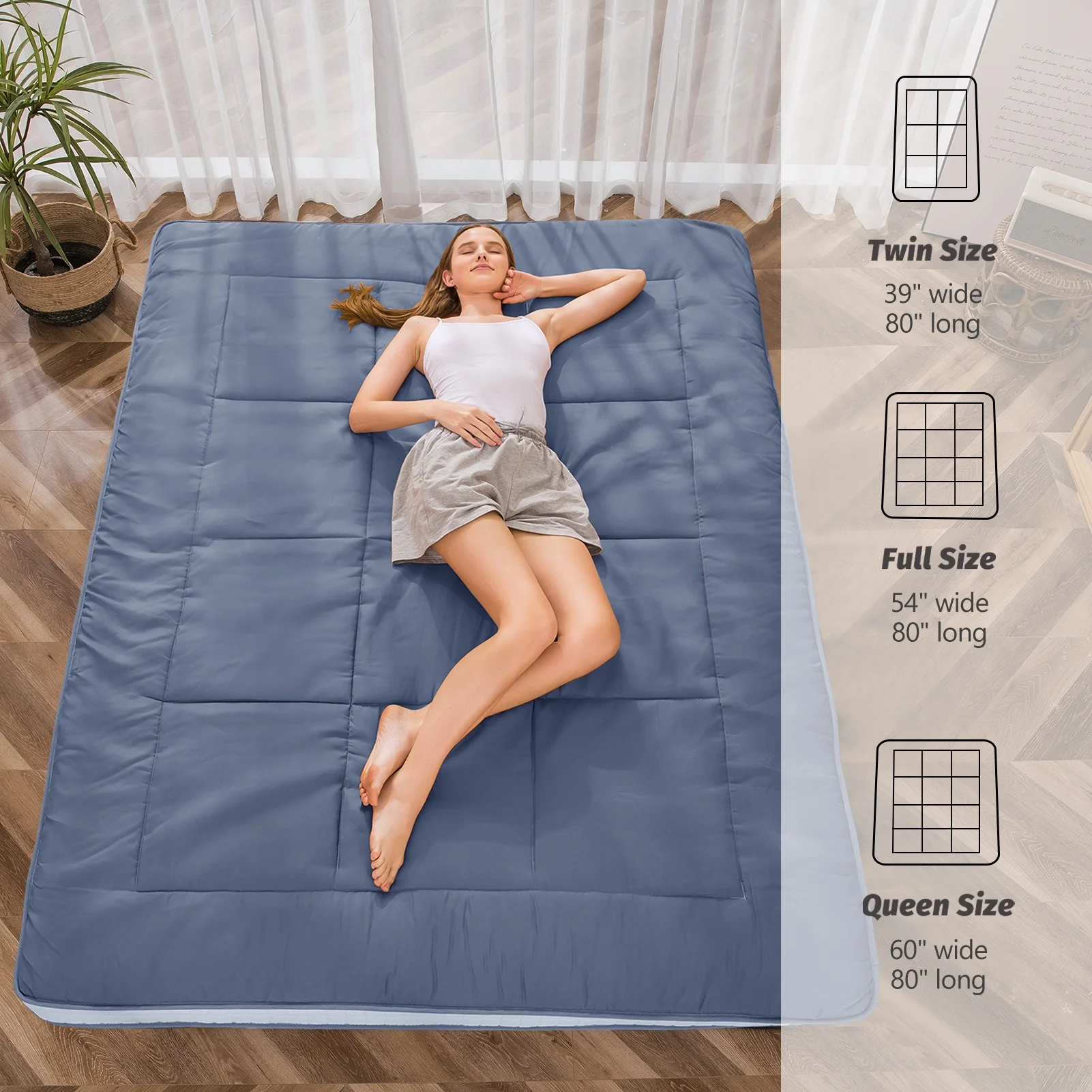 Futon Mattress, Padded Japanese Floor Mattress Quilted Bed Mattress Topper, Extra Thick Folding Sleeping Pad, Dark Grey, Twin - Image 47