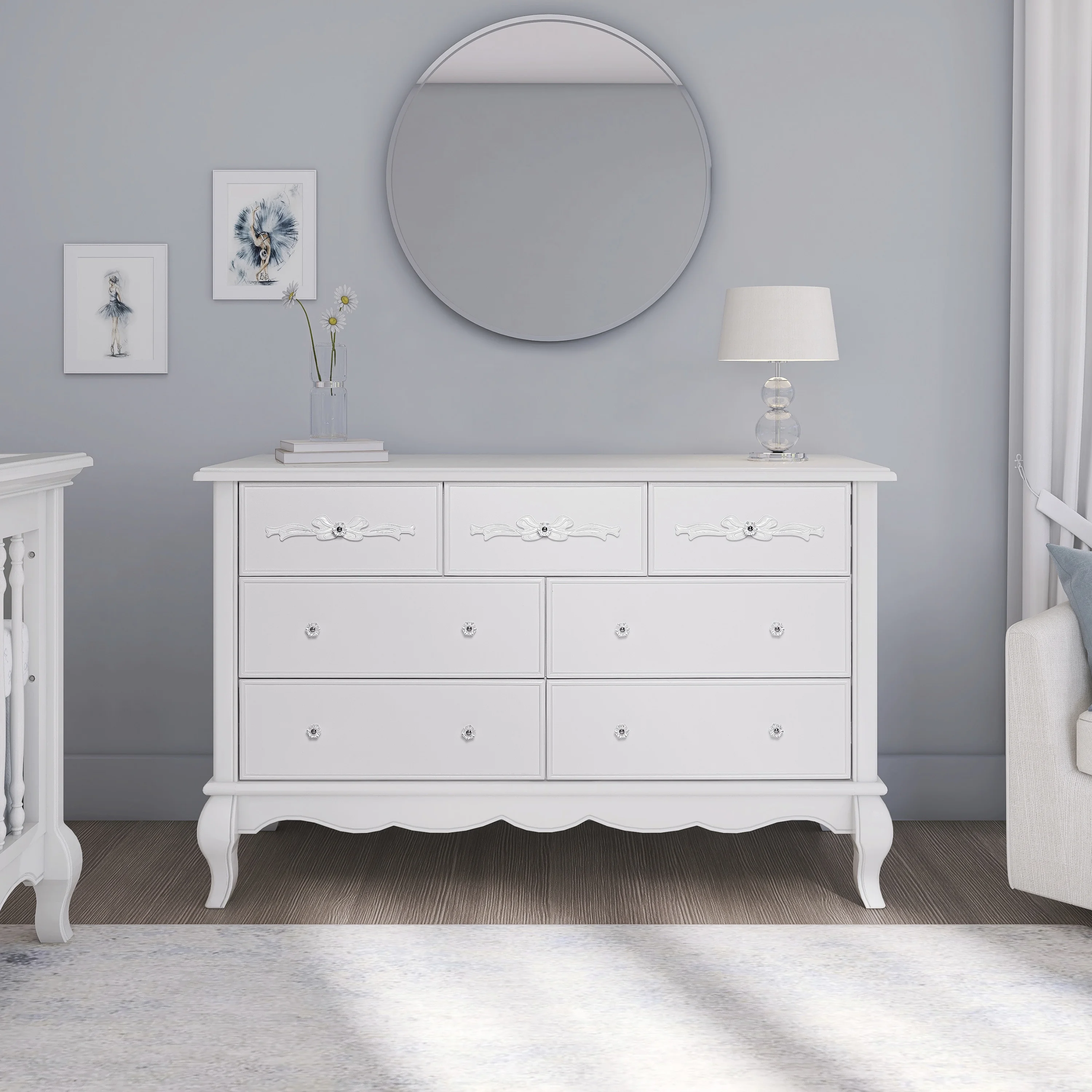 Evolur Aurora 7-Drawer Double Dresser in Ivory Lace, Spacious Drawers - Image 13