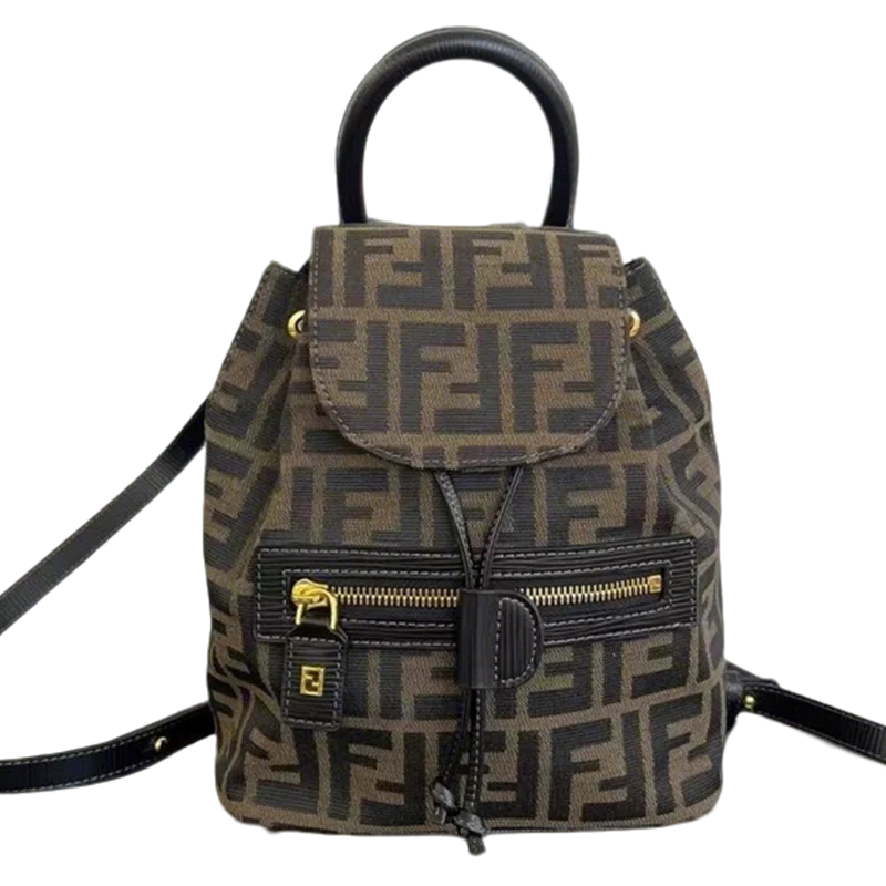 Elegant Fendi Mini Backpack With Iconic FF Pattern And Gold - Tone Hardware 185 - Replicaclubs