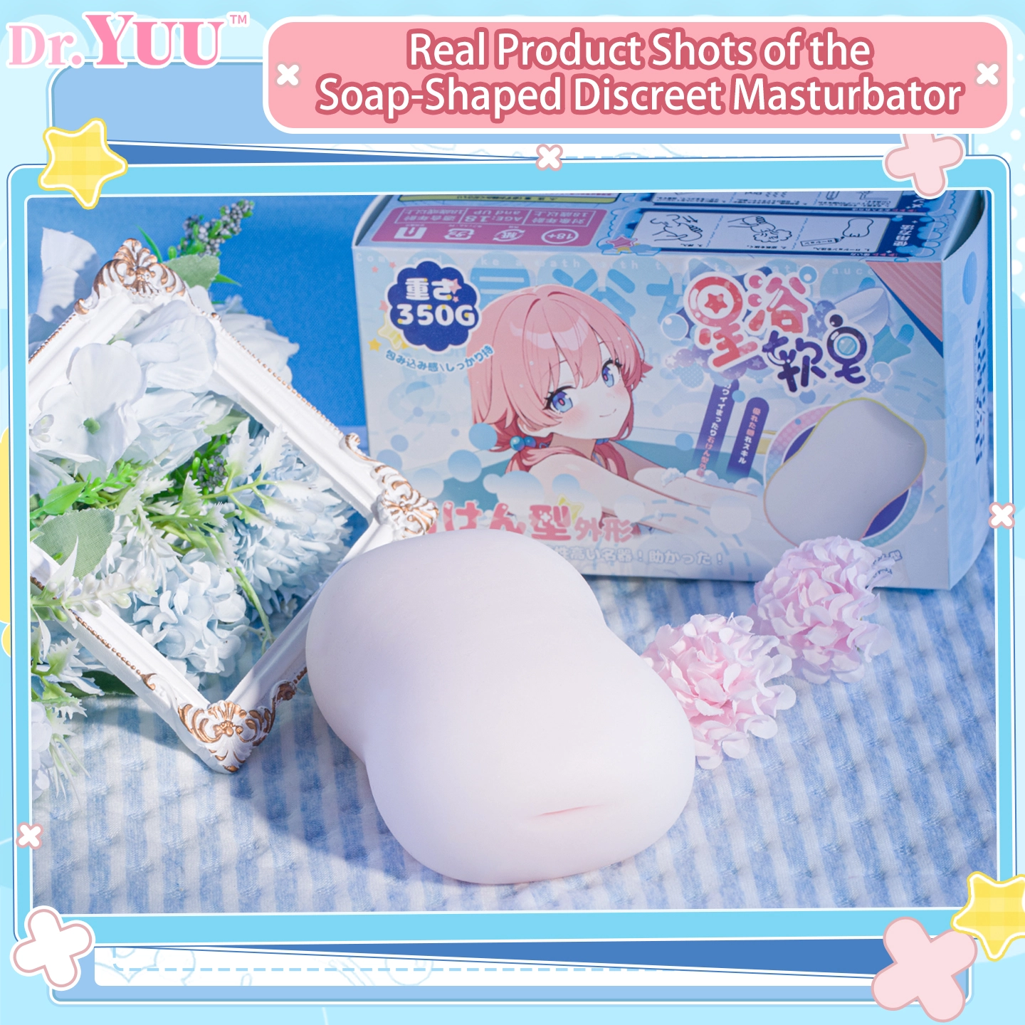 Water splash showing the 100% waterproof feature of the Dr.YUU bath masturbator.