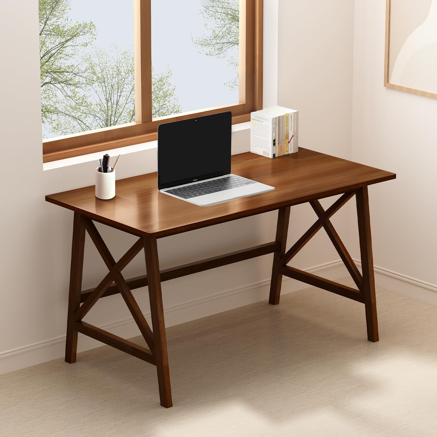 NELYE Modern Solid Wood Desk - 48