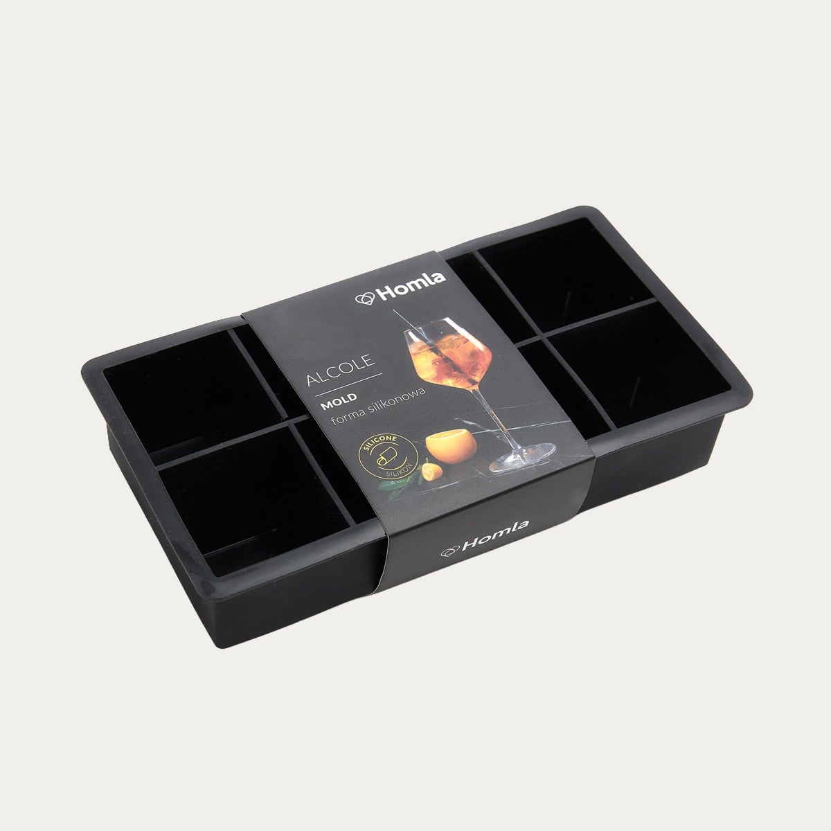 Foremka ALCOLE na kostki lodu kwadratowe czarna 22x11 cm
