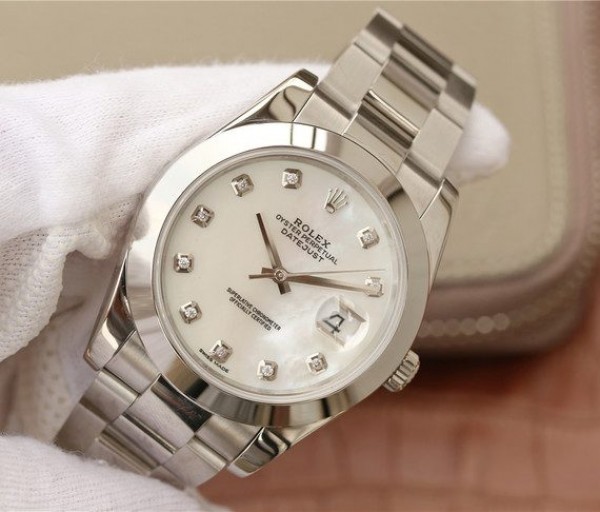Replica Rolex DateJust 41mm 126300 Noob White MOP Dial Diamonds Markers SS Bracelet A3235 - Elite Watch Atelier