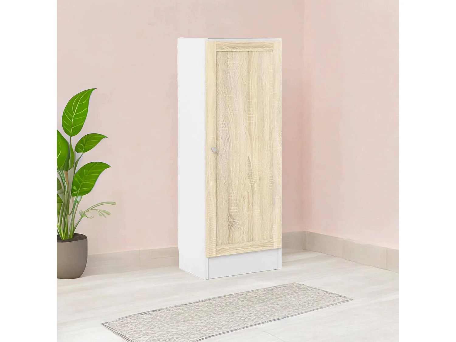 Bibliothèque Amedee, 2 étagères, 41x28x107h cm blanc, 1 porte, 3 compartiments