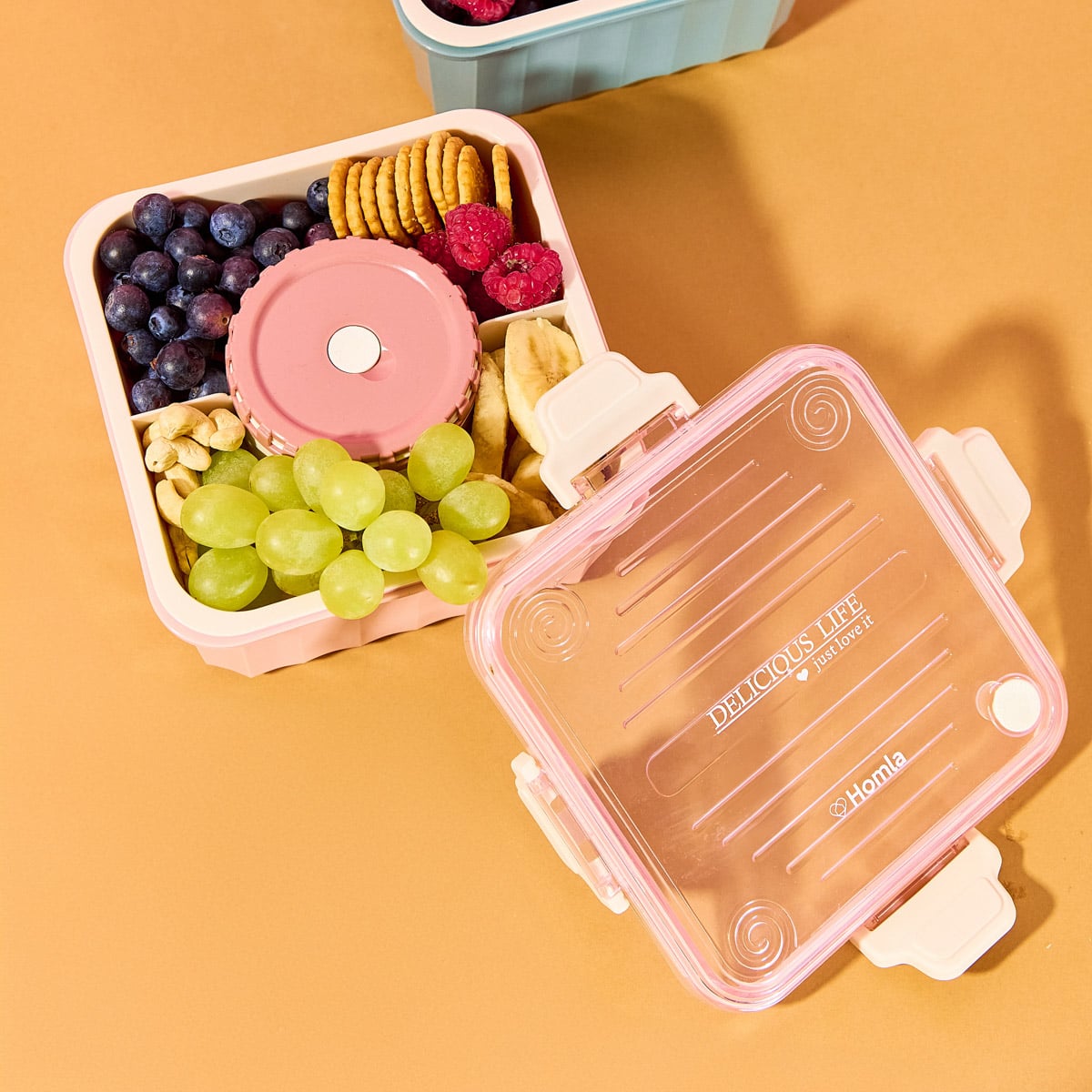 Lunchbox POPPIE z łyżeczką różowy 2.15 l