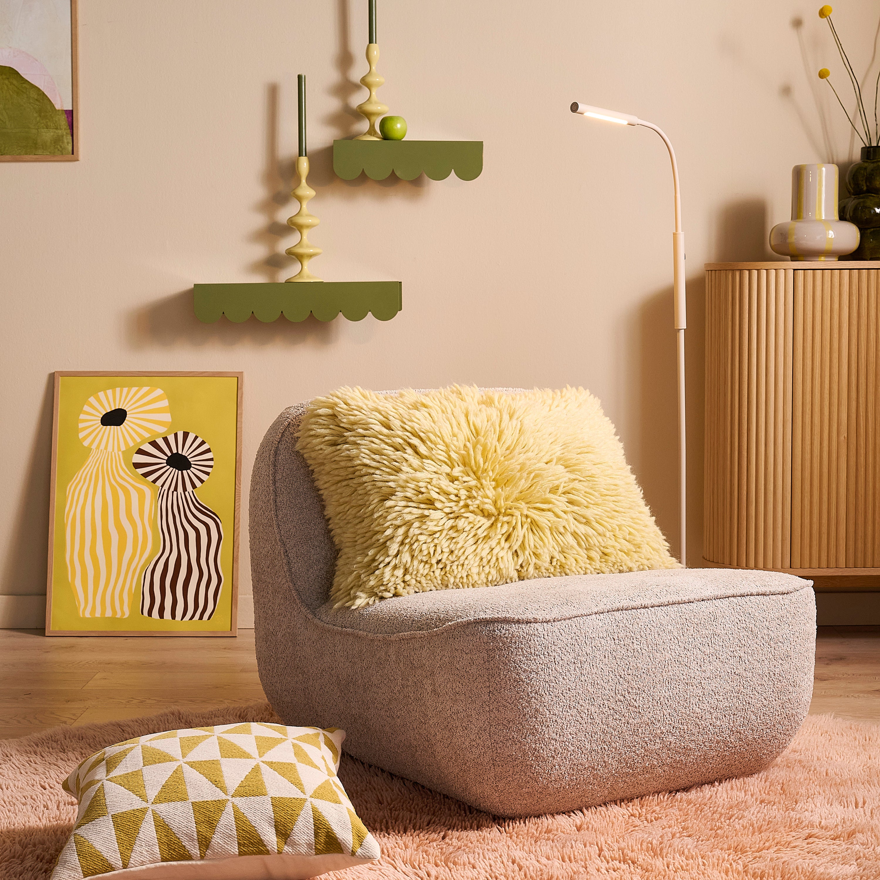 Blokker Dottie Wandplank - Set van 2 - Sage