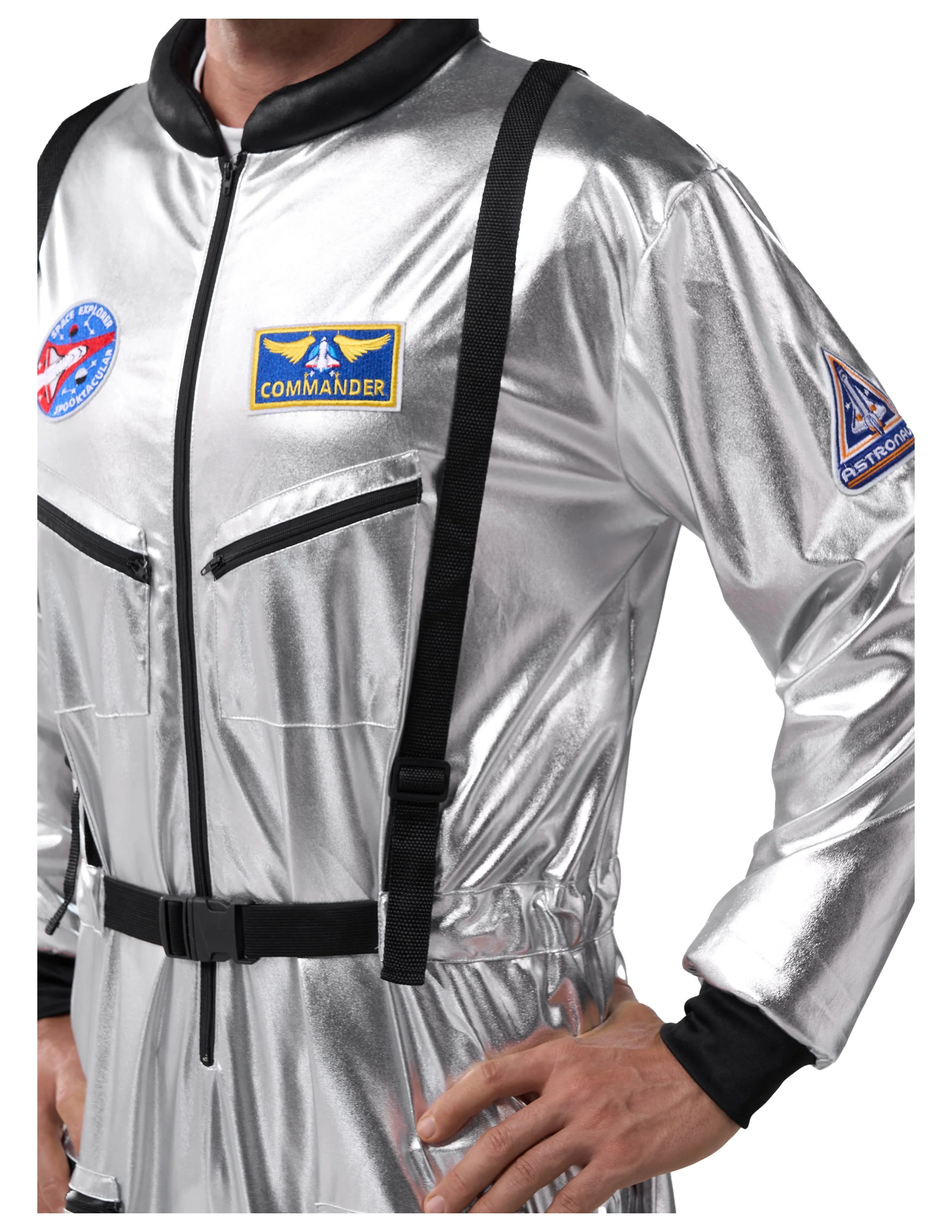 Joyfy Adult Men Astronaut Costume Halloween Spaceman Costume Silver Space Suit Spaceman Jumpsuit Pilot Outfit for Halloween Party Cosplay - Image 8 Joyfy Adult Men Astronaut Costume Halloween Spaceman Costume Silver Space Suit Spaceman Jumpsuit Pilot Outfit for Halloween Party Cosplay - Image 8