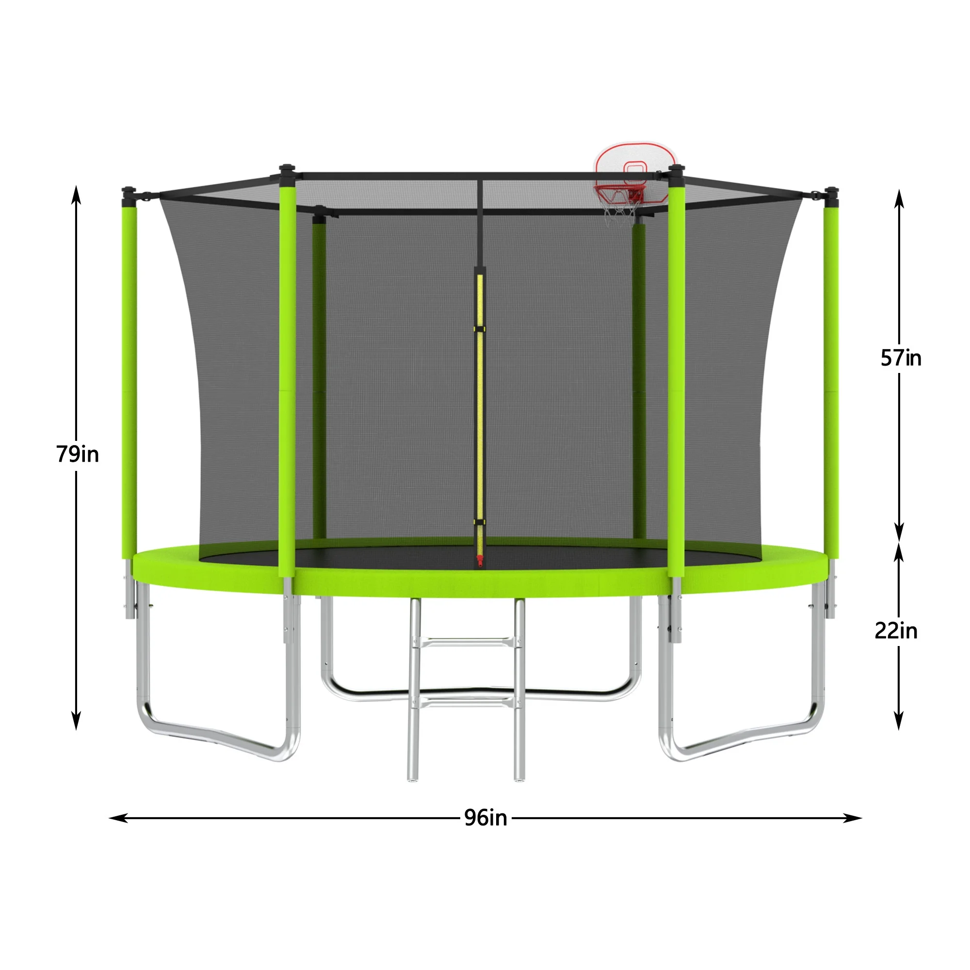 8FT Trampoline for Kids,Outdoor Trampoline with Basketball Hoop,Heavy-Duty Trampoline with Safety Enclosure Net,Blue - Image 13