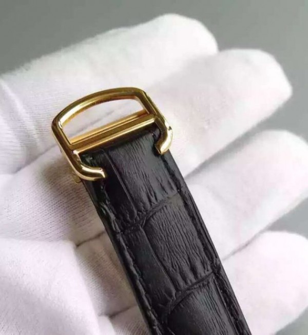 Replica Cartier Cle de Cartier YG White Textured Dial Leather Strap MIYOTA9015 - Top club
