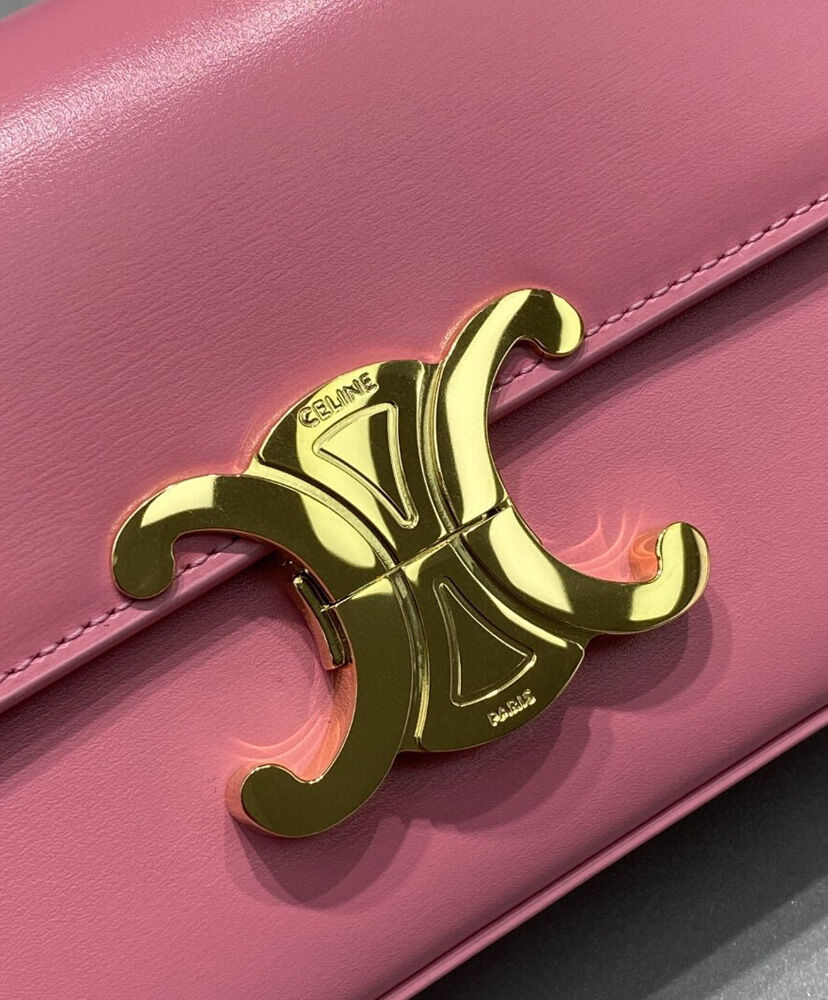 Celine Chain Shoulder Bag Triomphe In Shiny Calfskin Pink1:1High-quality replica