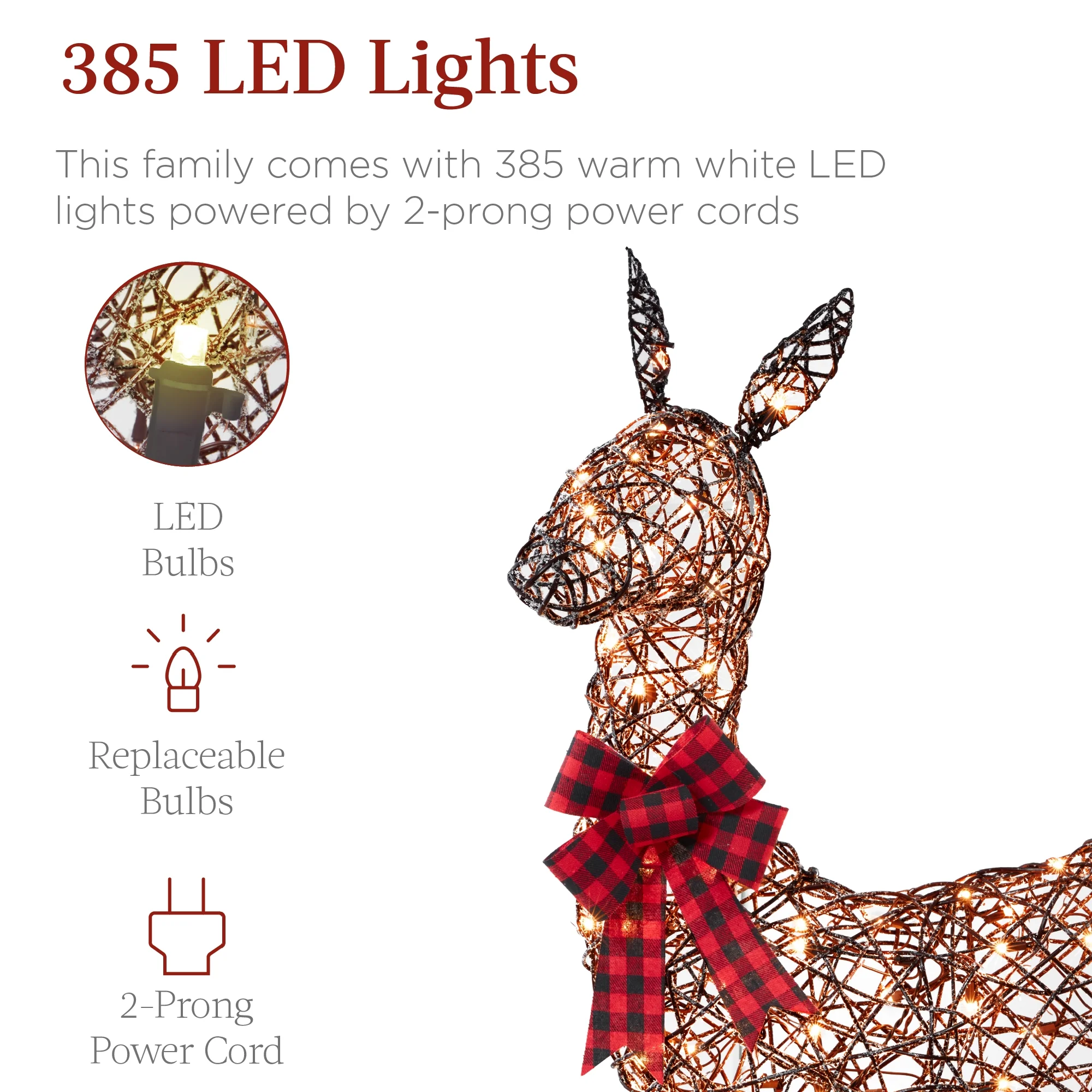 Best Choice Products 6.5ft 3-Piece Lighted Christmas Deer Set Outdoor Yard Decoration w/ 385 LED Lights, Stakes - Gold - Image 21
