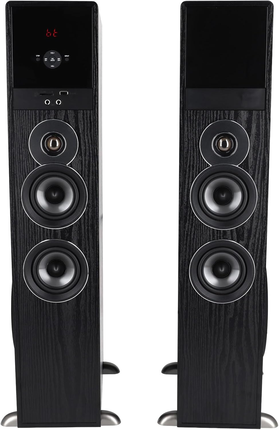 Rockville TM80B Powered Home Theater Tower Speaker System  Black  800W  8