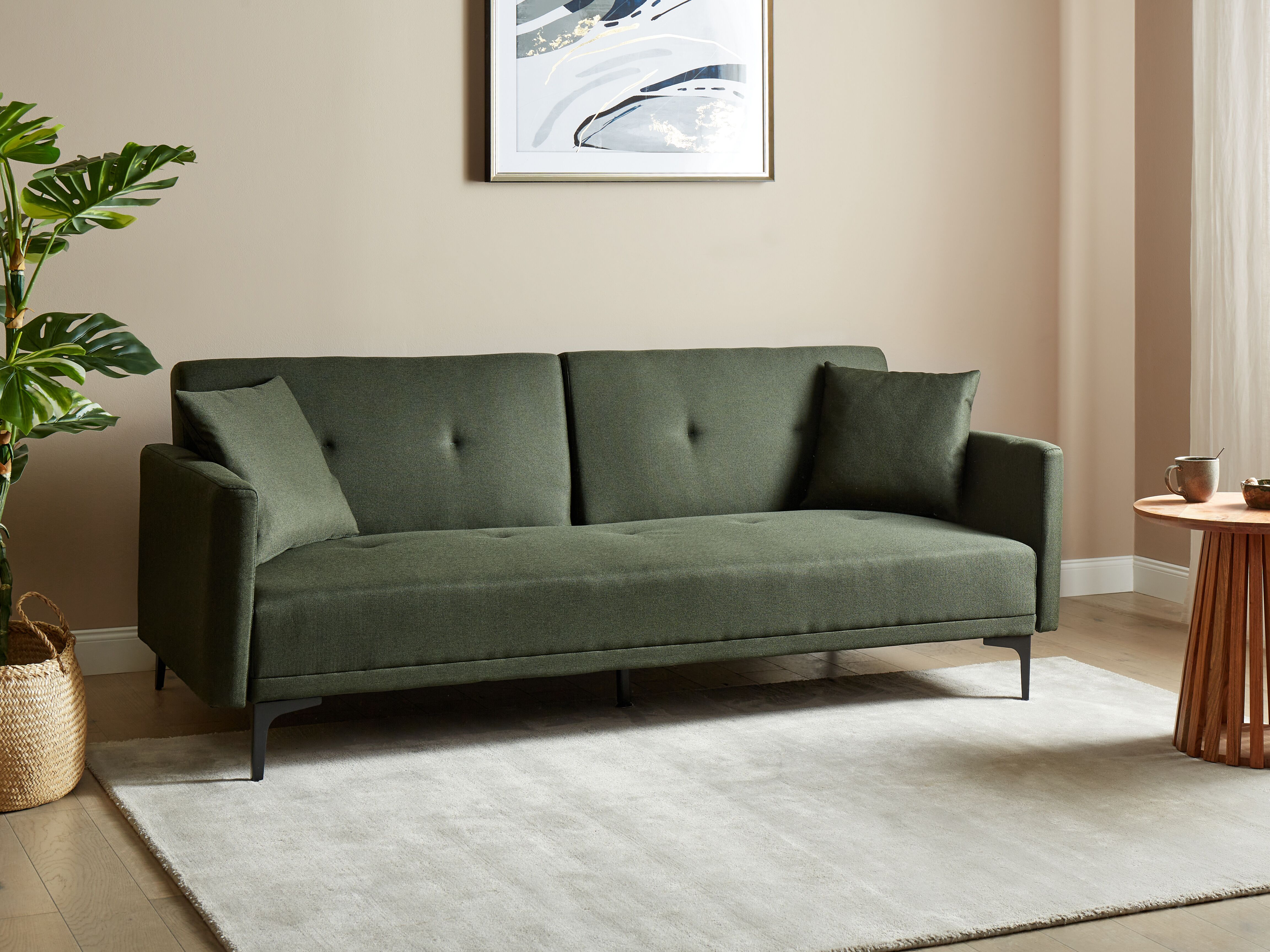 Sofa Bed 3 Seater LUCAN Fabric Dark Green