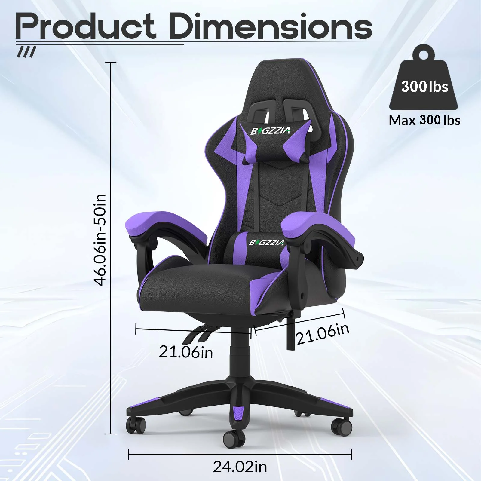 Bigzzia Gaming Chair with Footrest, Gaming Chair for Adult with Headrest and Lumbar Support,Red - Image 87