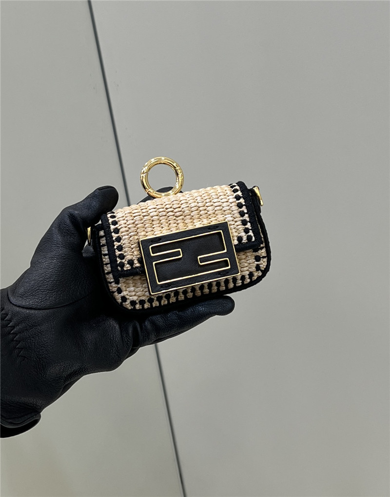 fendi Nano baguette raffia charm mini bag - Replicaclubs
