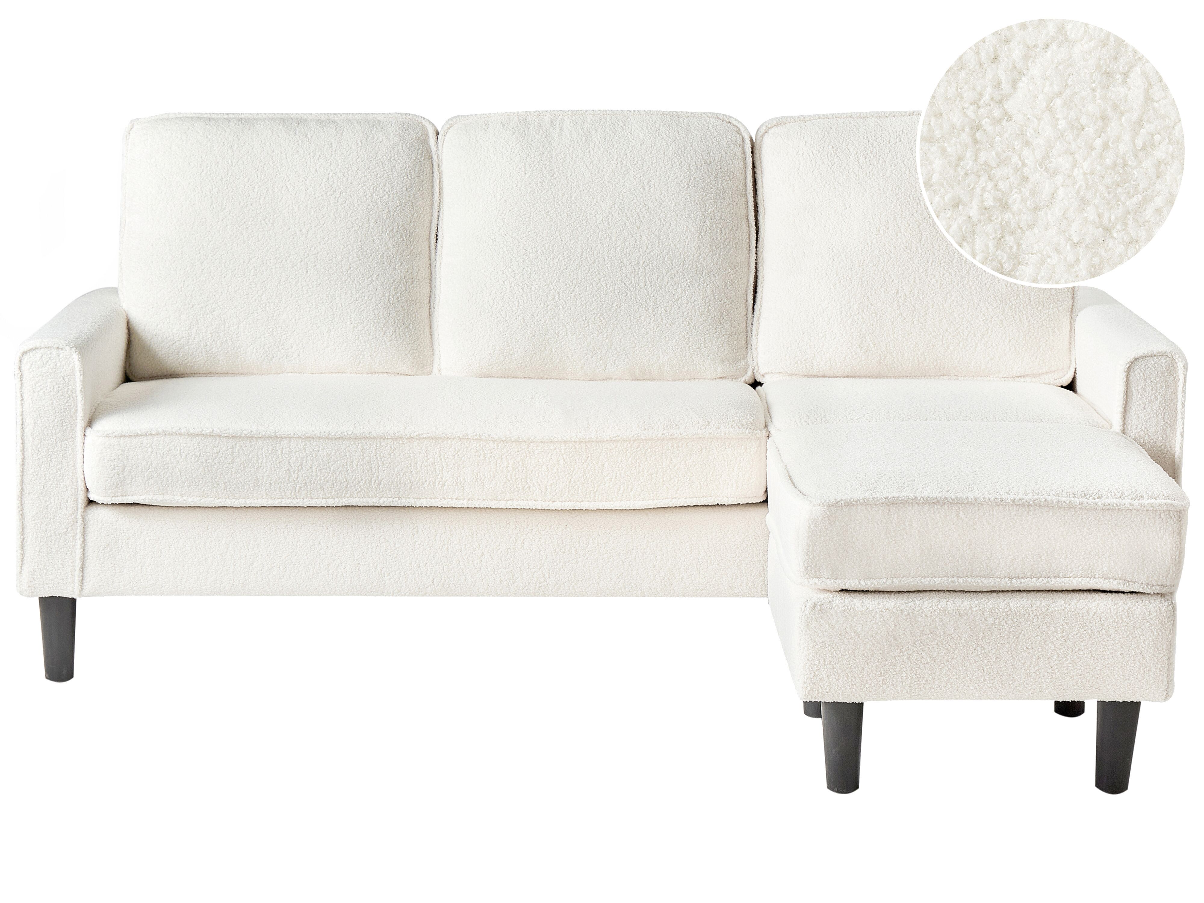Sofa 3 Seater AVESTA Boucle White with Ottoman