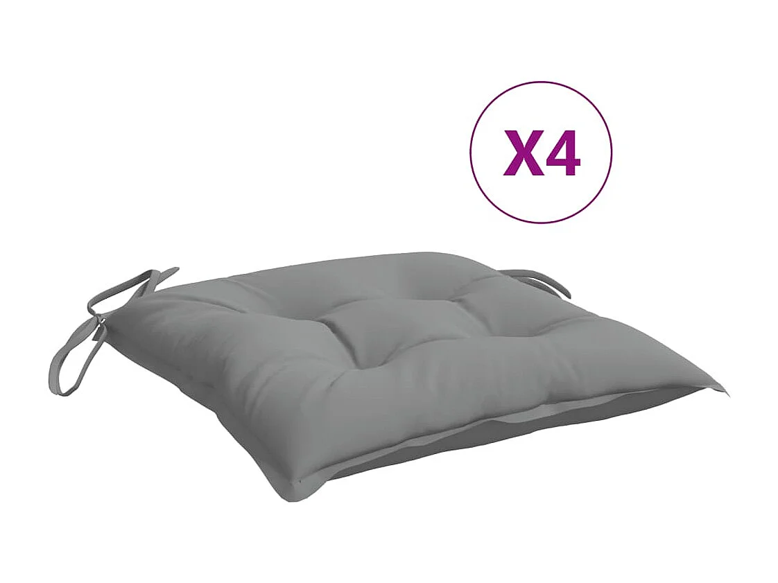 Coussins de chaise lot de 4 gris 50x50x7 cm tissu oxford