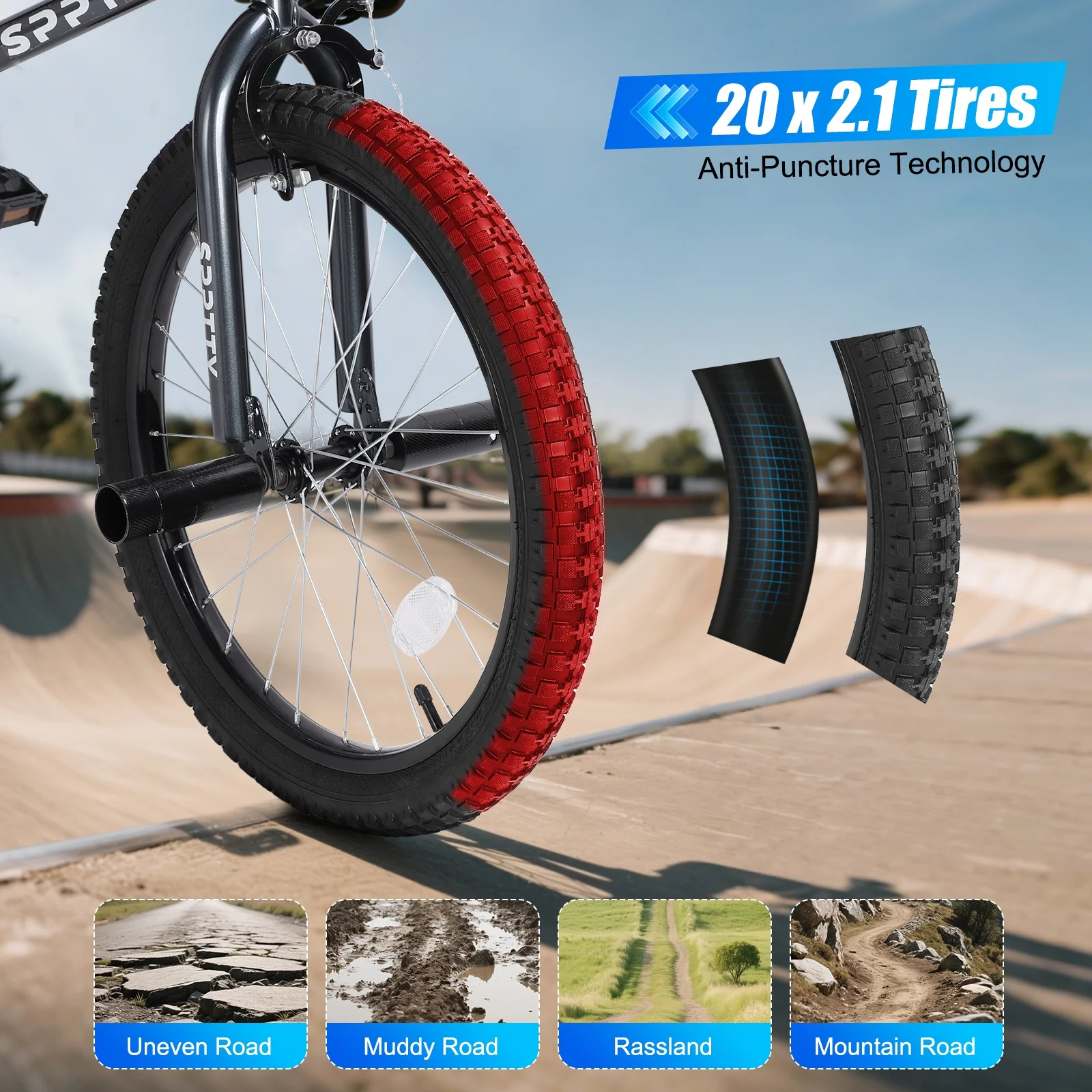 SPPTTY 20" Freestyle BMX Bike with 4 Pegs,Kids Bicycle for Teen Beginner, Age 7-14 Years,Multicolor - Image 15
