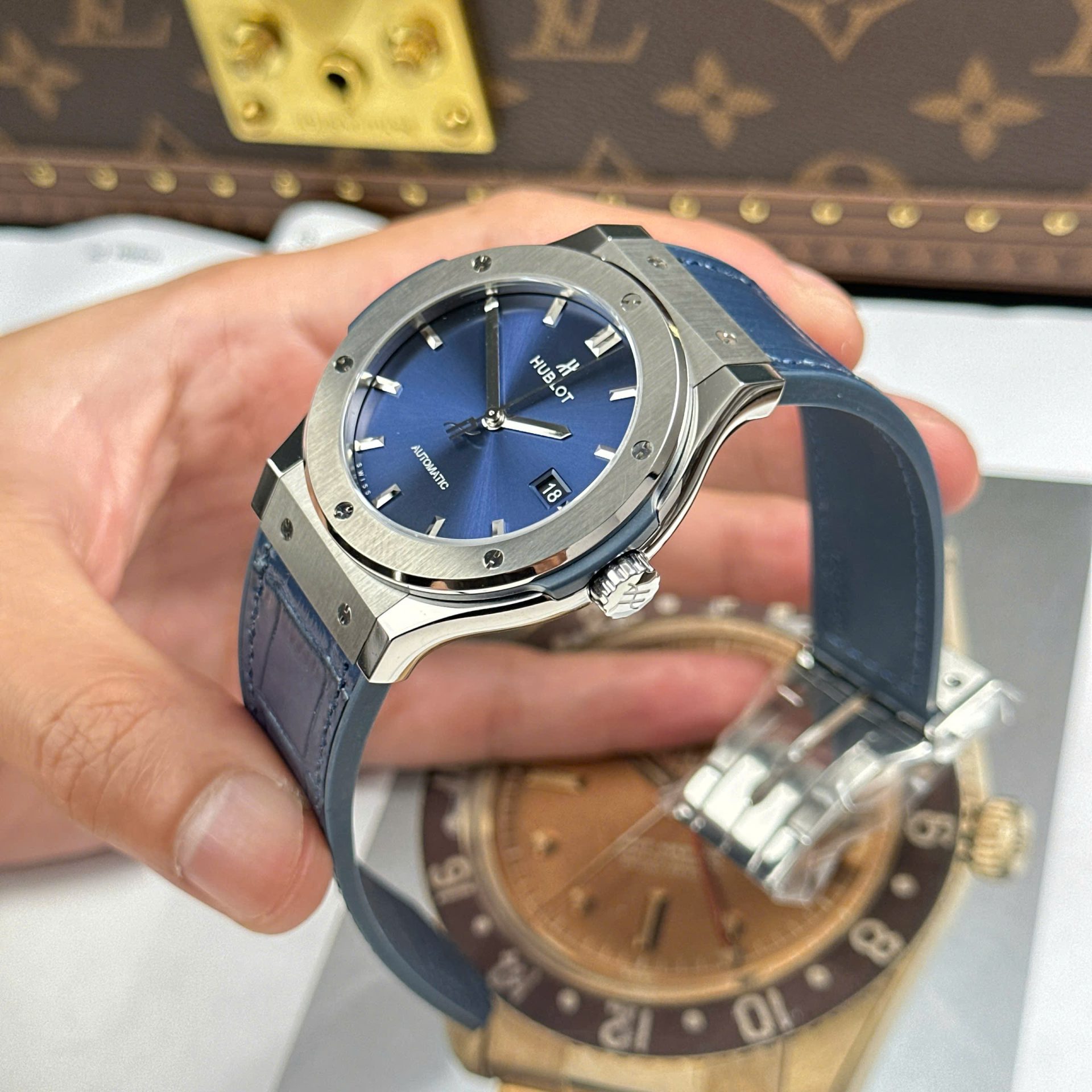 Hublot Classic Fusion Titanium Imitation Watches Blue Dial Weight 84 Grams Super Light JJZ Factory 42mm - Top club