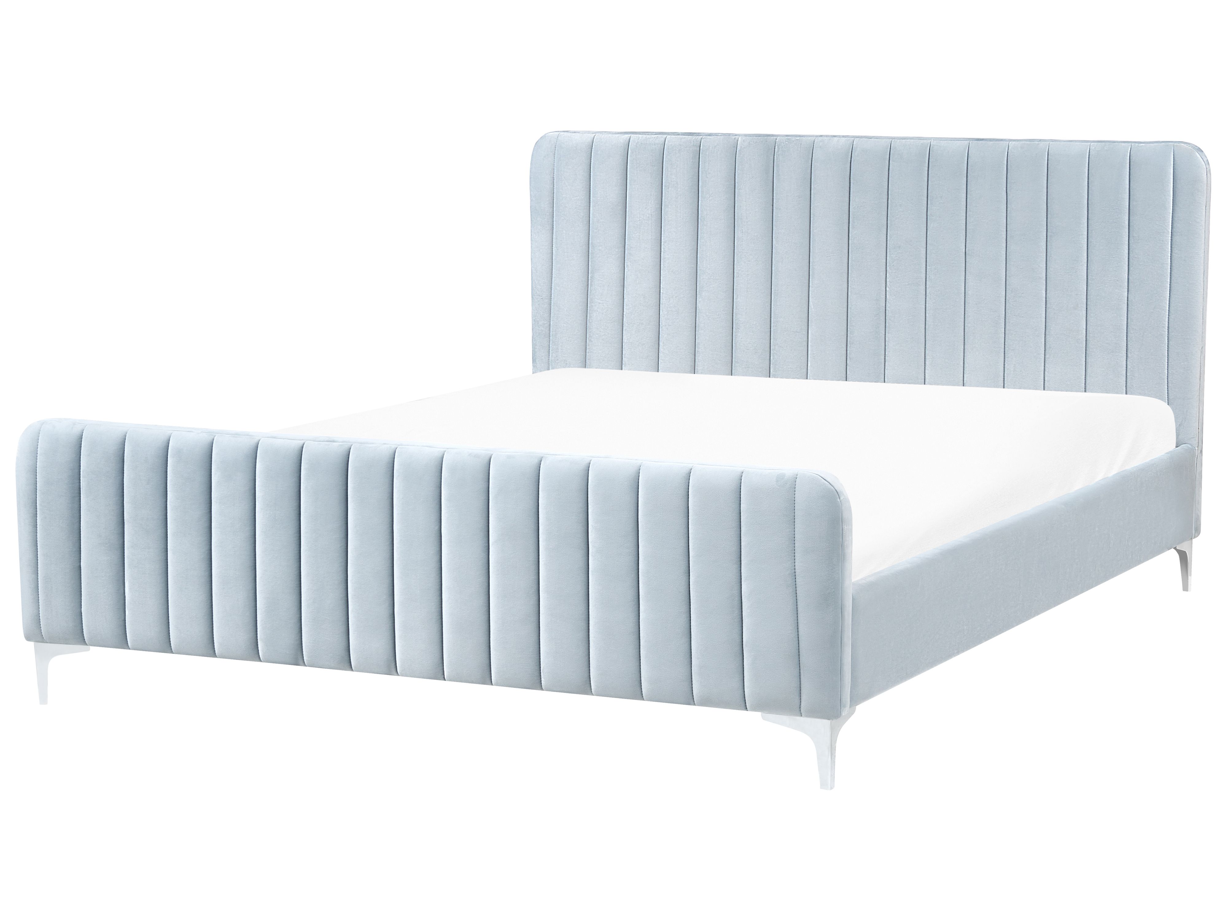 Bed Velvet LUNAN 180 x 200 cm (EU Super King) Light Blue