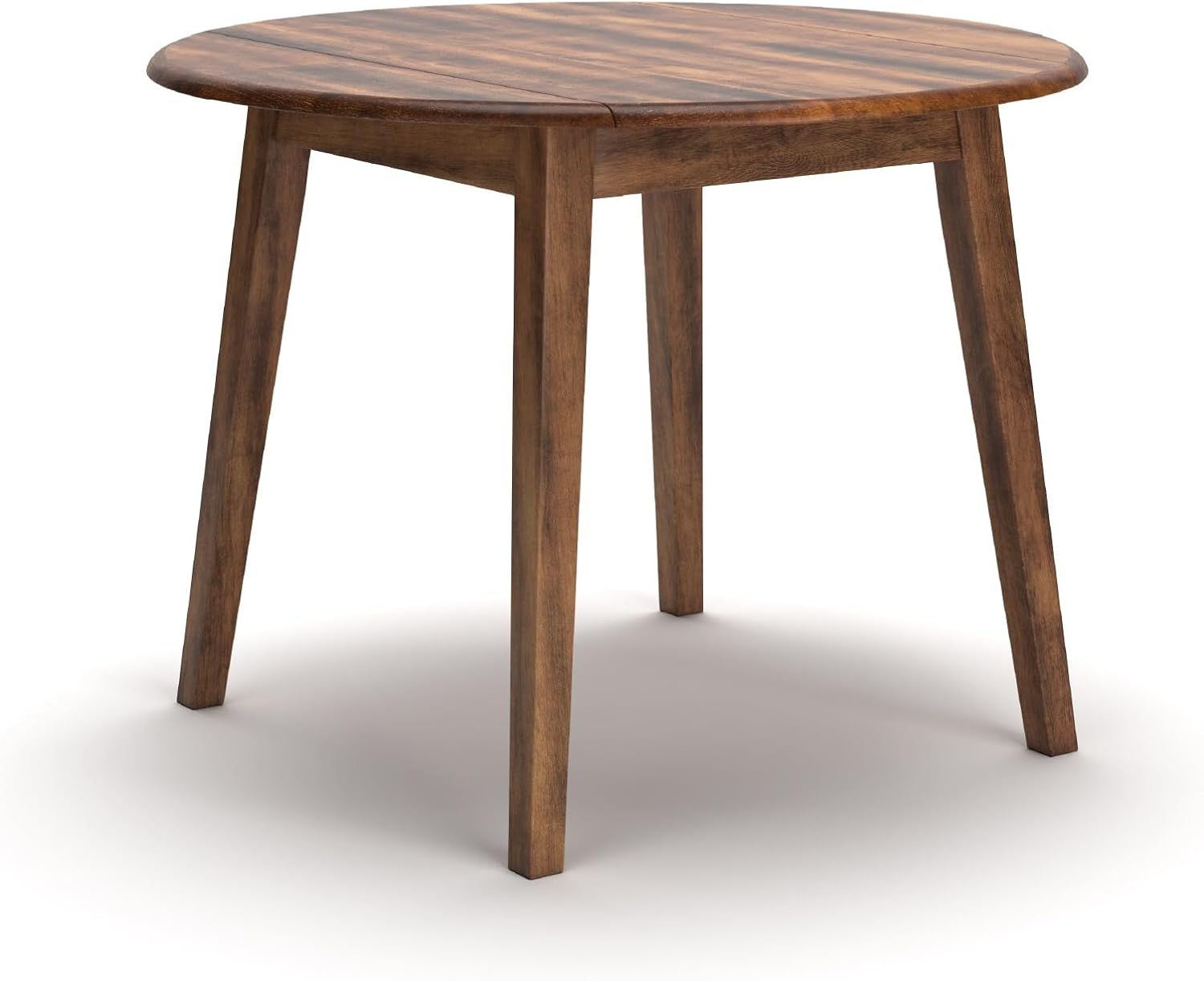 Signature Design by Ashley Berringer Dining Room Round Drop Leaf Table, Rustic Design, Seats 4, Hinged Extension Leaves, Small Space Solution, 42