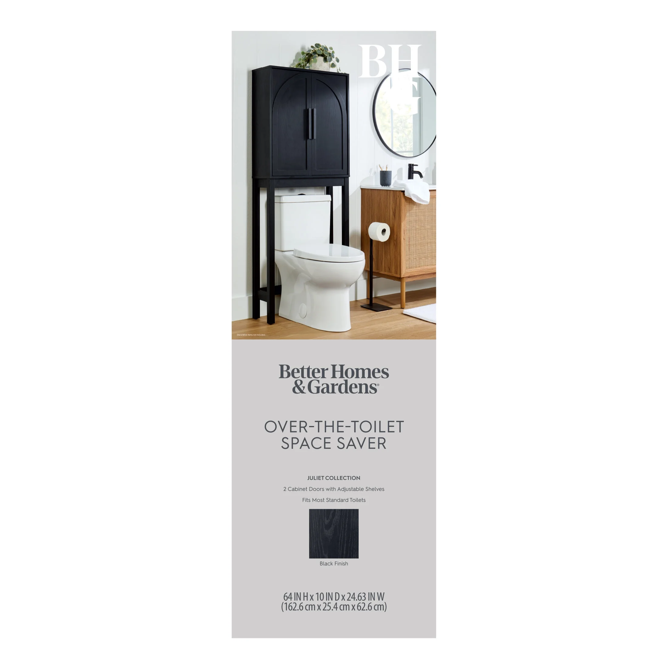 Better Homes & Gardens Juliet over-the-Toilet Space Saver Cabinet, 2 Adjustable Shelves, Black - Image 10
