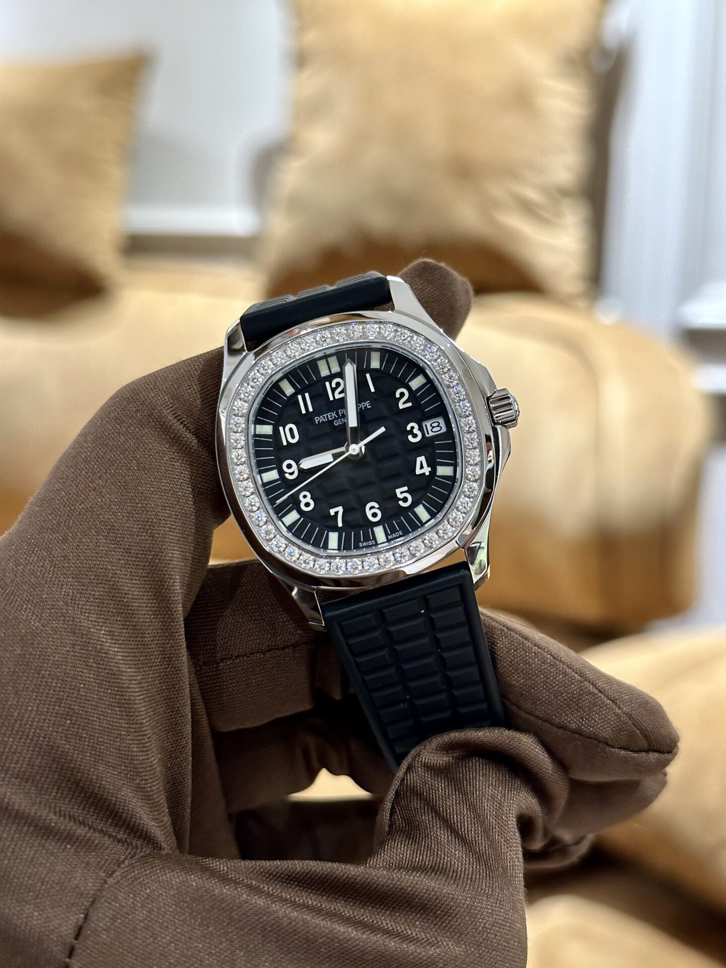 Patek Philippe Aquanaut 5067 Women s Black With Diamond Bezel Replica 1:1 Watch PPF 35.6mm - Top club