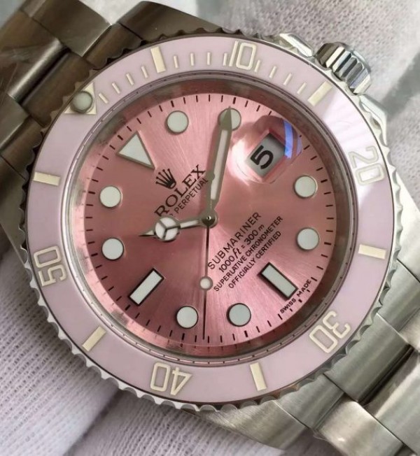 Replica Rolex Submariner Lady SS Pink Bezel Pink Dial SS Bracelet A2836 - Top club