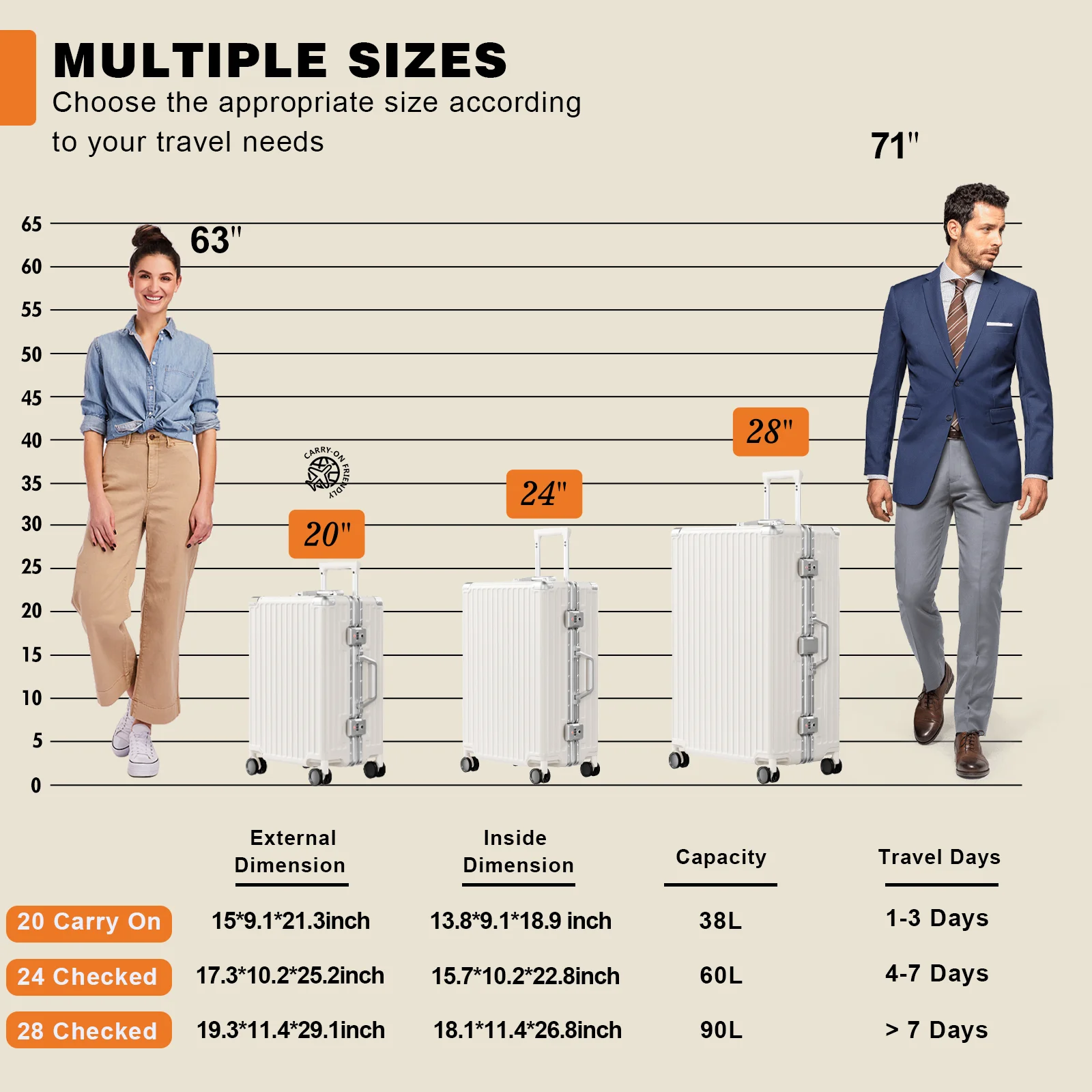 Luggage Aluminium Frame PC ABS Hardshell Suitcase with Spinner Wheels TSA Lock Zipperless Luggage 28 inch Silver - Image 37