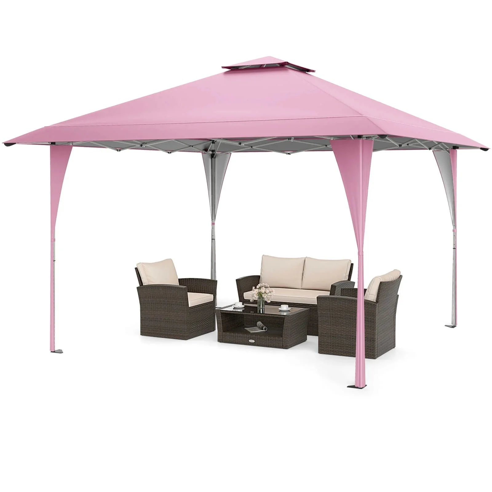 Costway Pop-Up Gazebo Outdoor Canopy Tent, 13 x 13 ft, Gray - Image 21 Costway Pop-Up Gazebo Outdoor Canopy Tent, 13 x 13 ft, Gray - Image 21