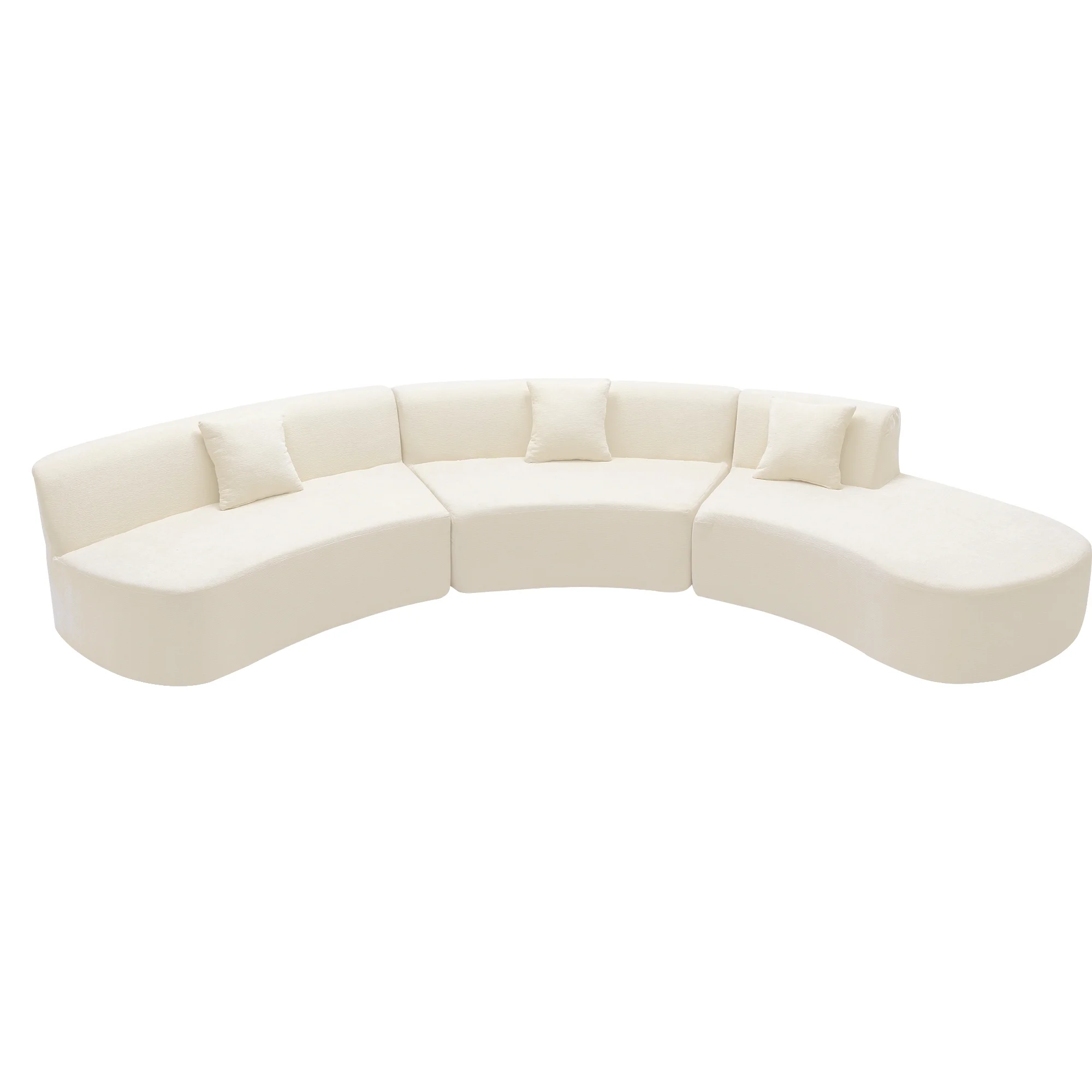 Harper & Bright Designs Modern Curved Floor Sofa Set, Modular Sectional Sponge Couch for Living Room, 2 PC Free Combination No Assembly Foam-Filled Sofa, Beige - Image 38