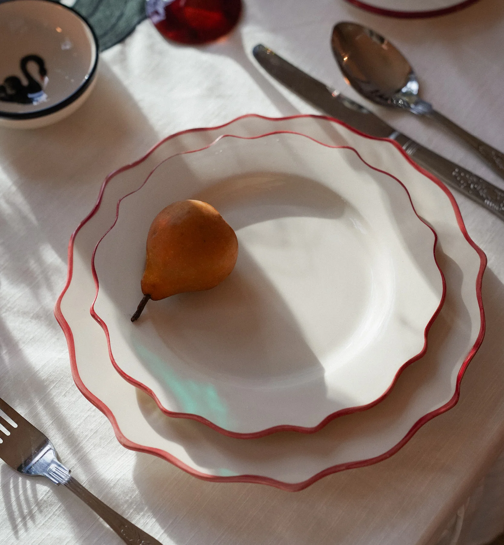 Carmine Scalloped Dinner Plate