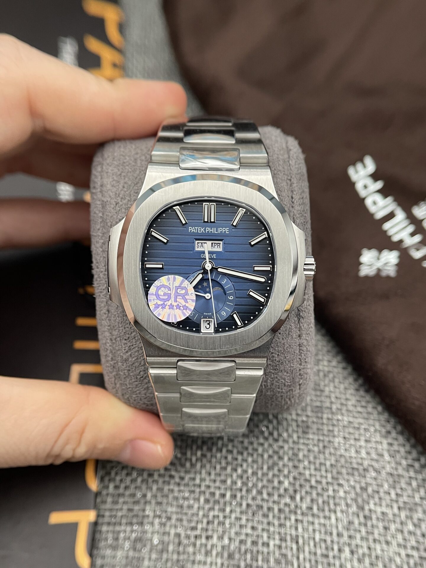 Patek Philippe Nautilus 5726 Best Replica Watch Blue Dial GRF 40.5mm - Elite Watch Atelier