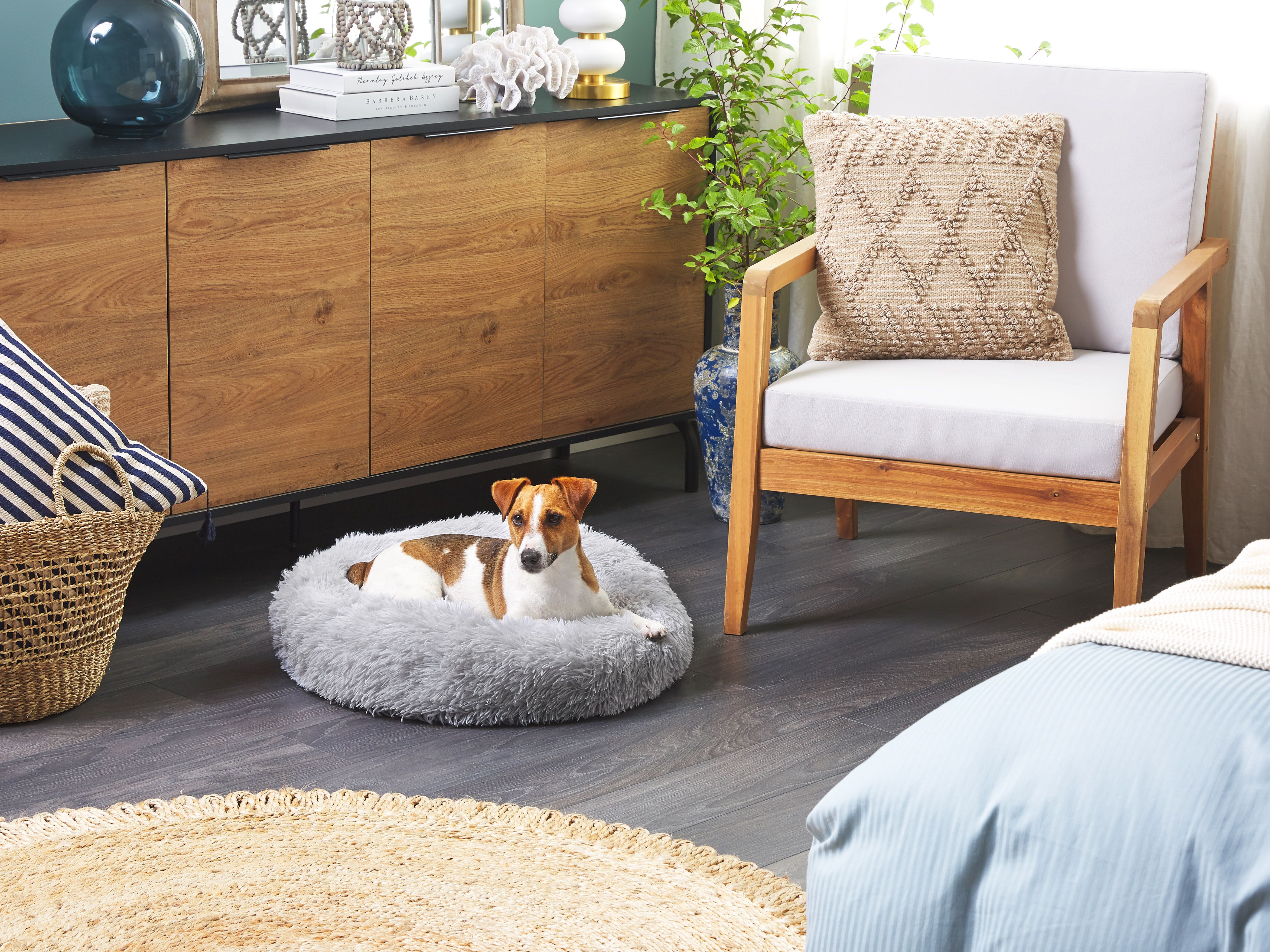 Pet Bed KULU Faux Fur Light Grey