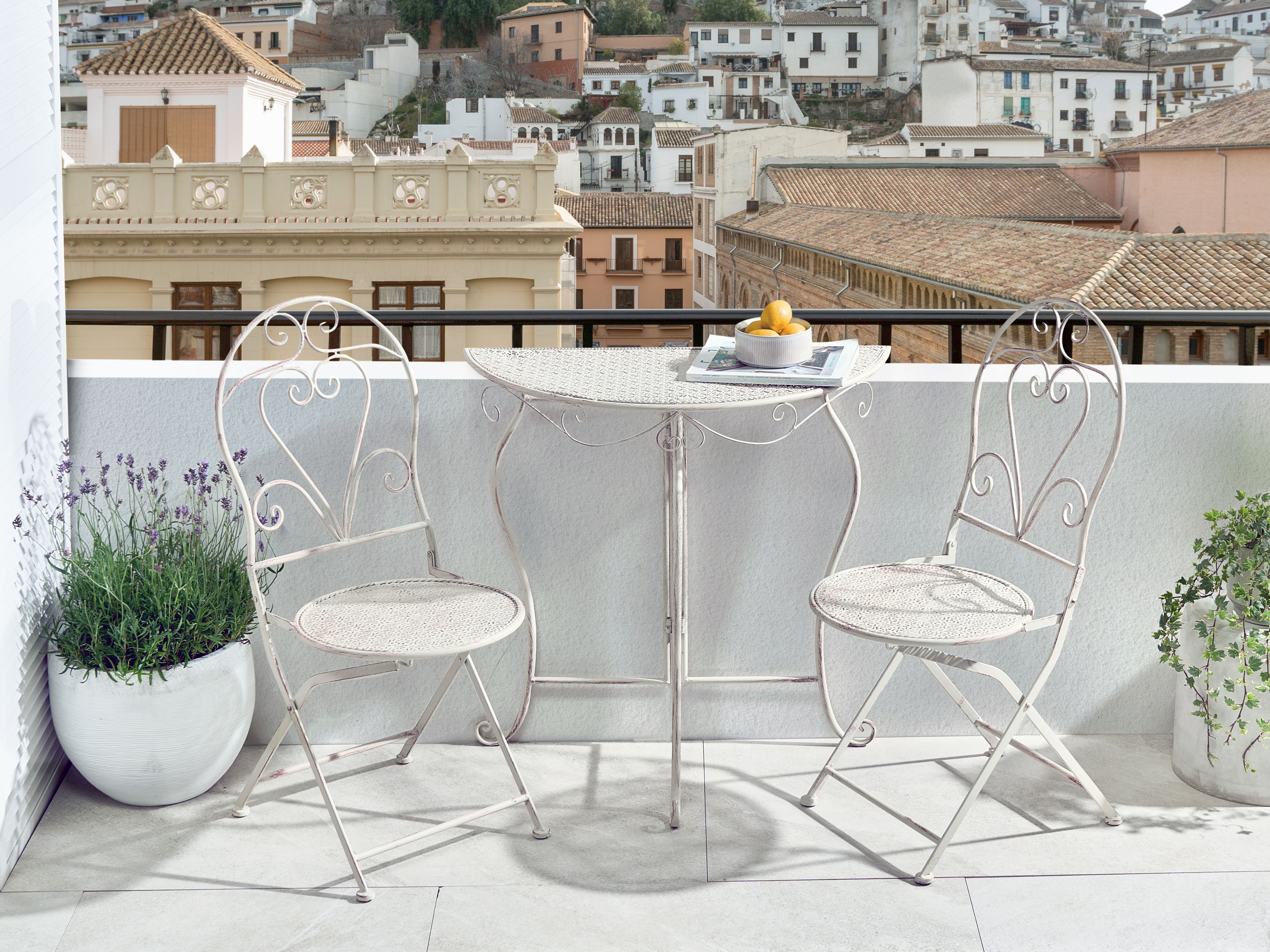 Bistro Table FOLELLI 80 cm 36 cm Metal Light Beige