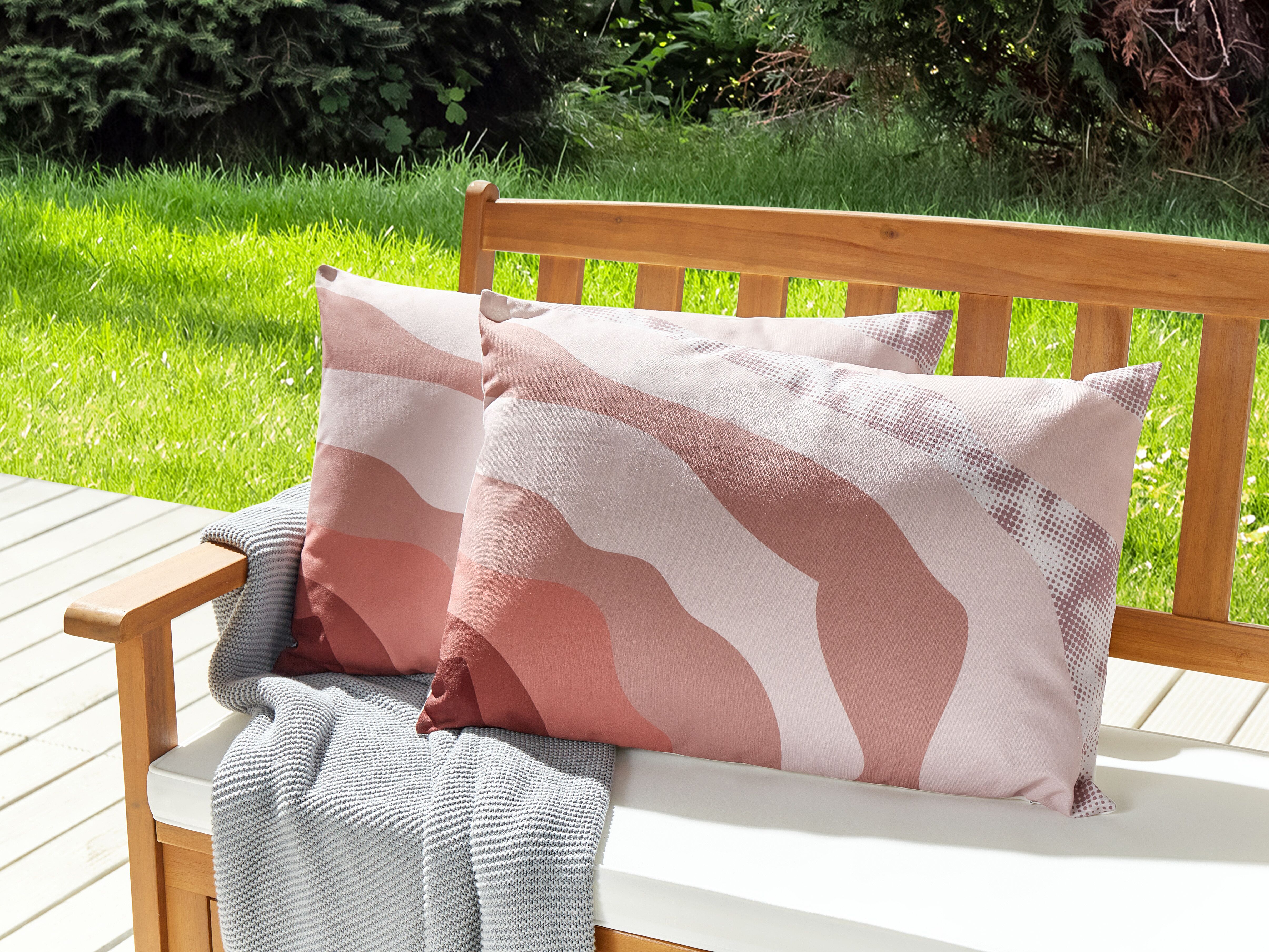 Set of 2 Outdoor Cushions CAMPEI Abstract Pattern 40 x 60 cm Pink