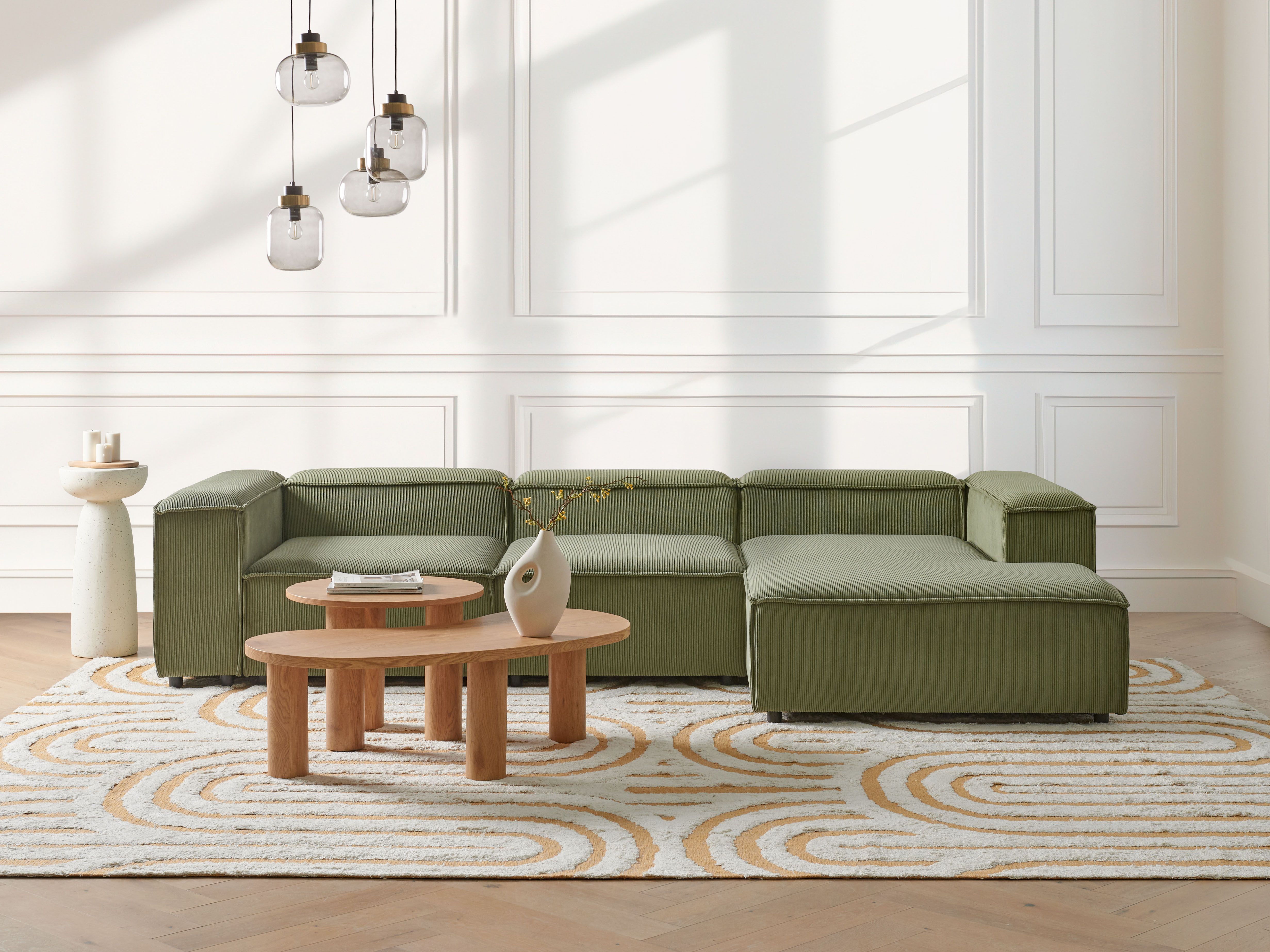 Modular Corner Sofa 4 Seater ARDAL Corduroy Green Left Hand
