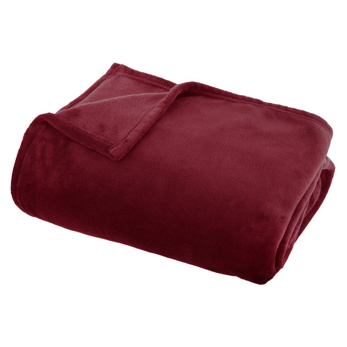 Flannel Throw "Ollis" Garnet Red, 180x130 cm
