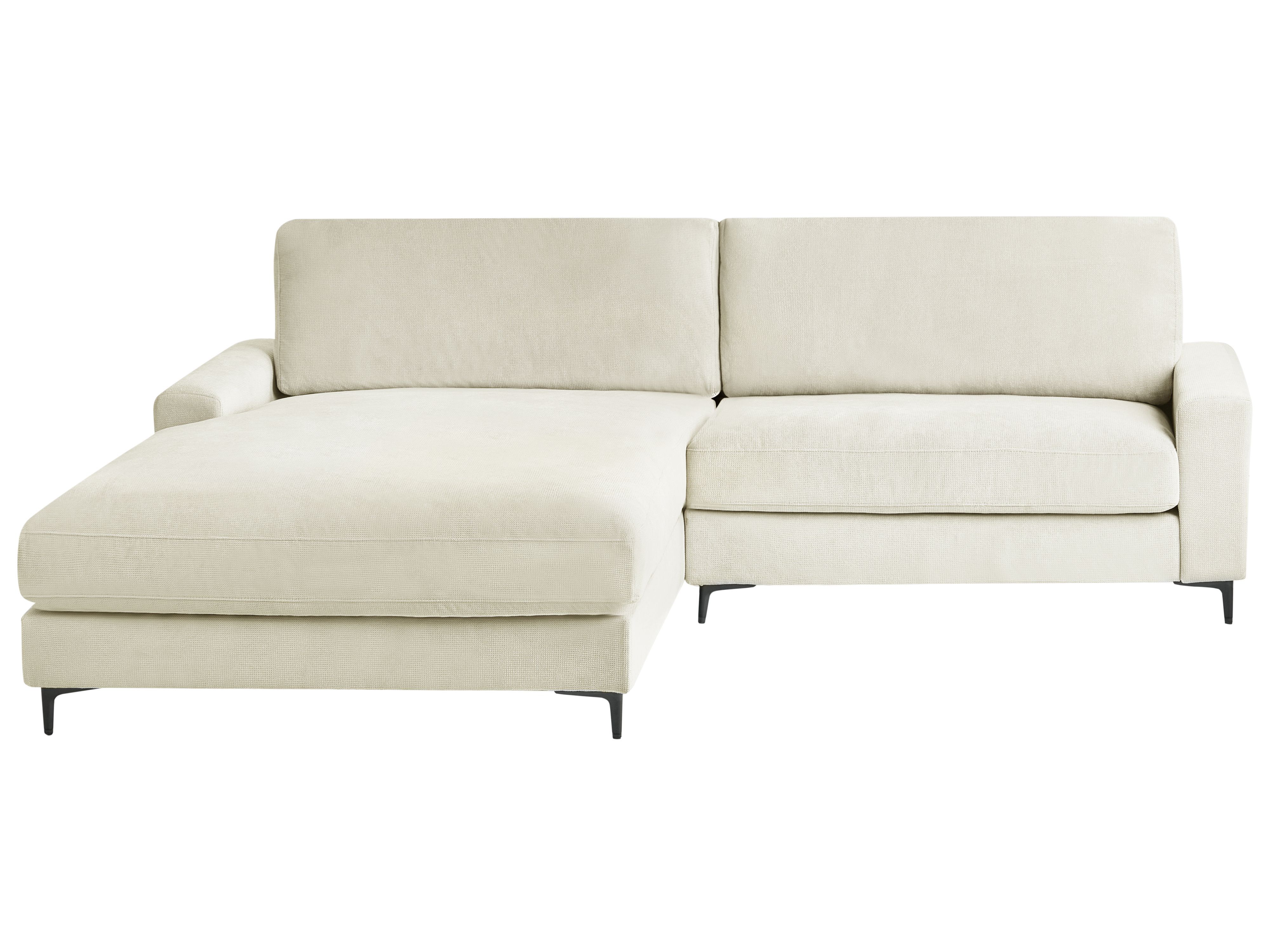 Corner Sofa 3 Seater MALOY Chenille Off-White Right Hand